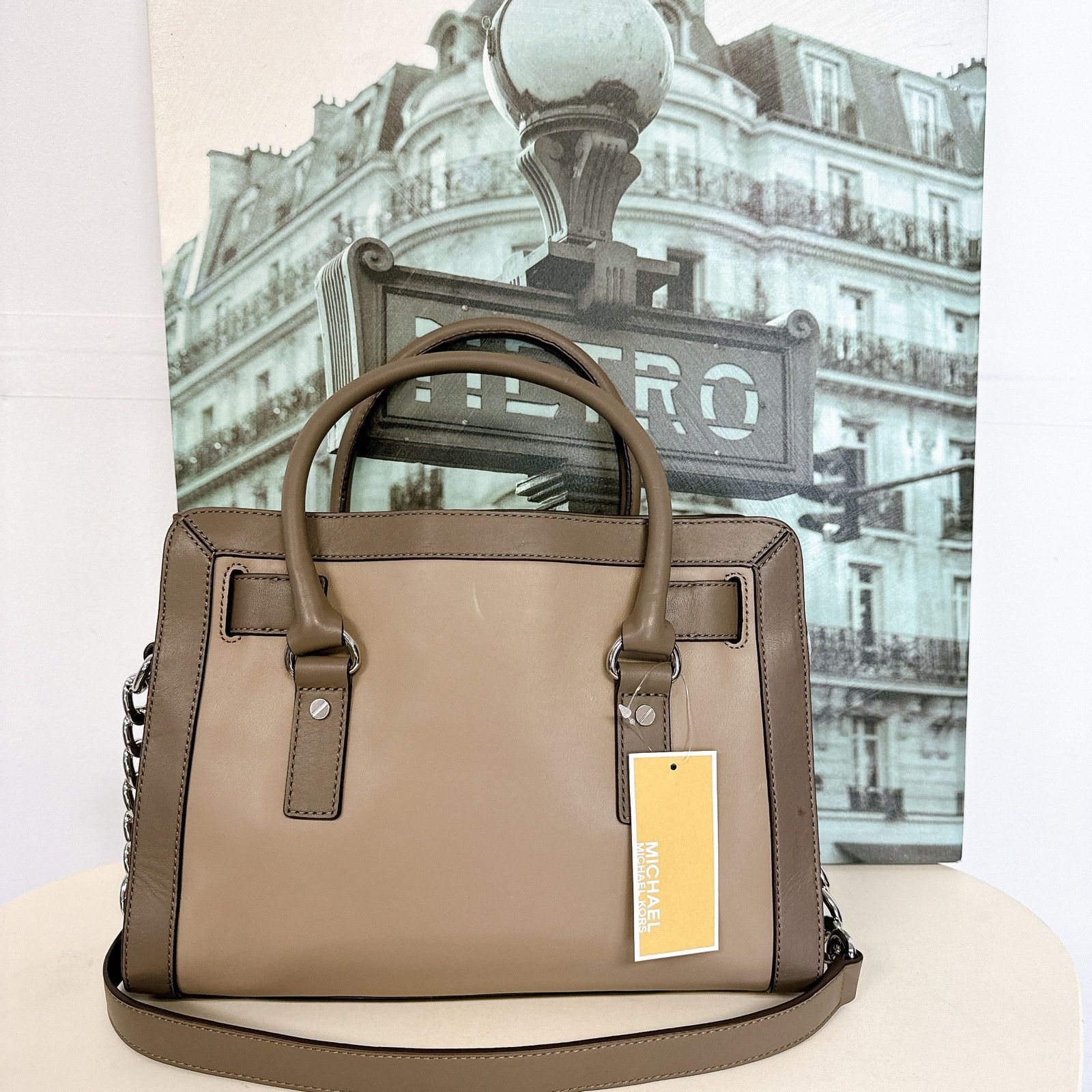 Michael Kors Michael Kors 30F5SHKS2T Hamilton Out Leather Satchel IN Dar Size ONE SIZE - 3 Thumbnail