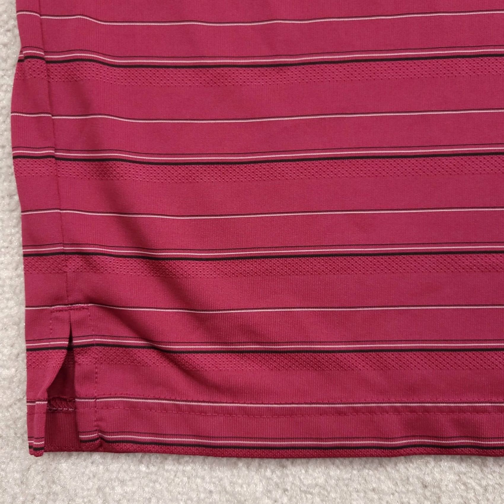 PGA Tour PGA TOUR Mens XL Pink Striped Short Sleeve 1/4 Button Golf Polo Shirt Size US XL / EU 56 / 4 - 7 Thumbnail