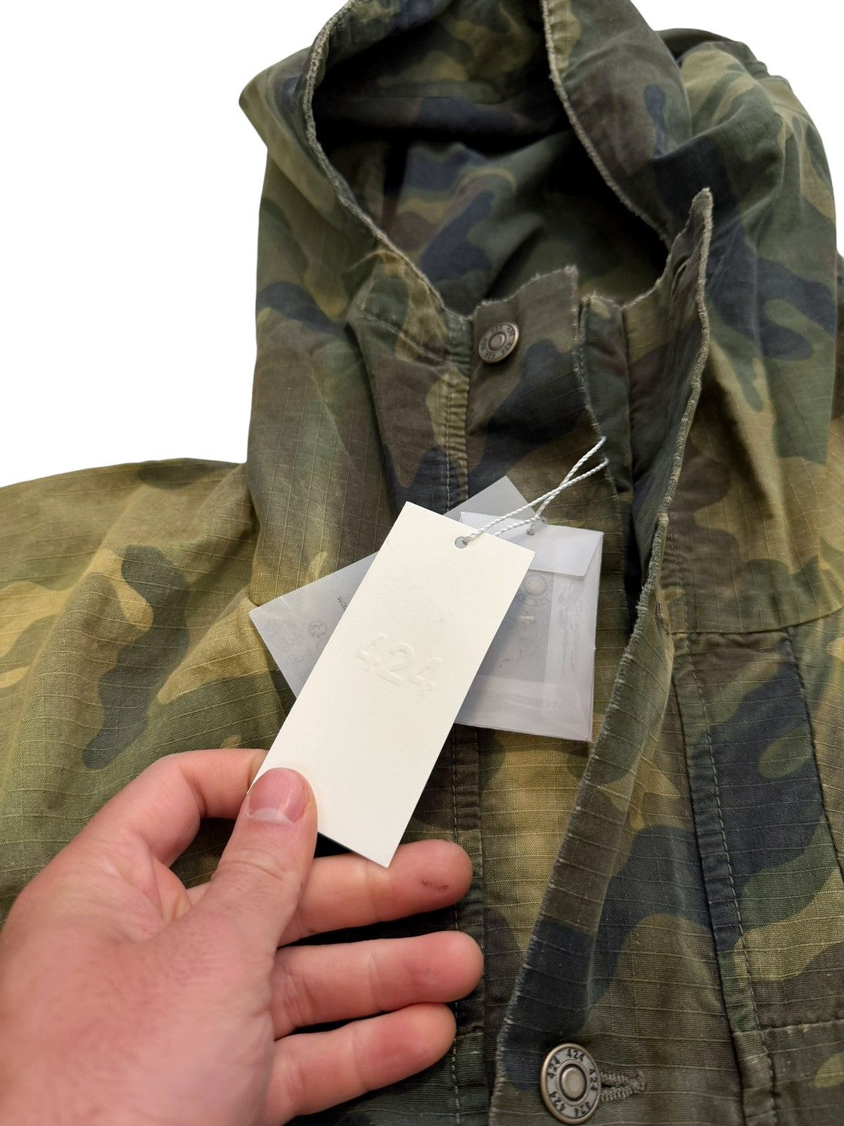 424 Cropped Distressed Camo Anorak Parka Green Size US M / EU 48-50 / 2 - 11 Thumbnail