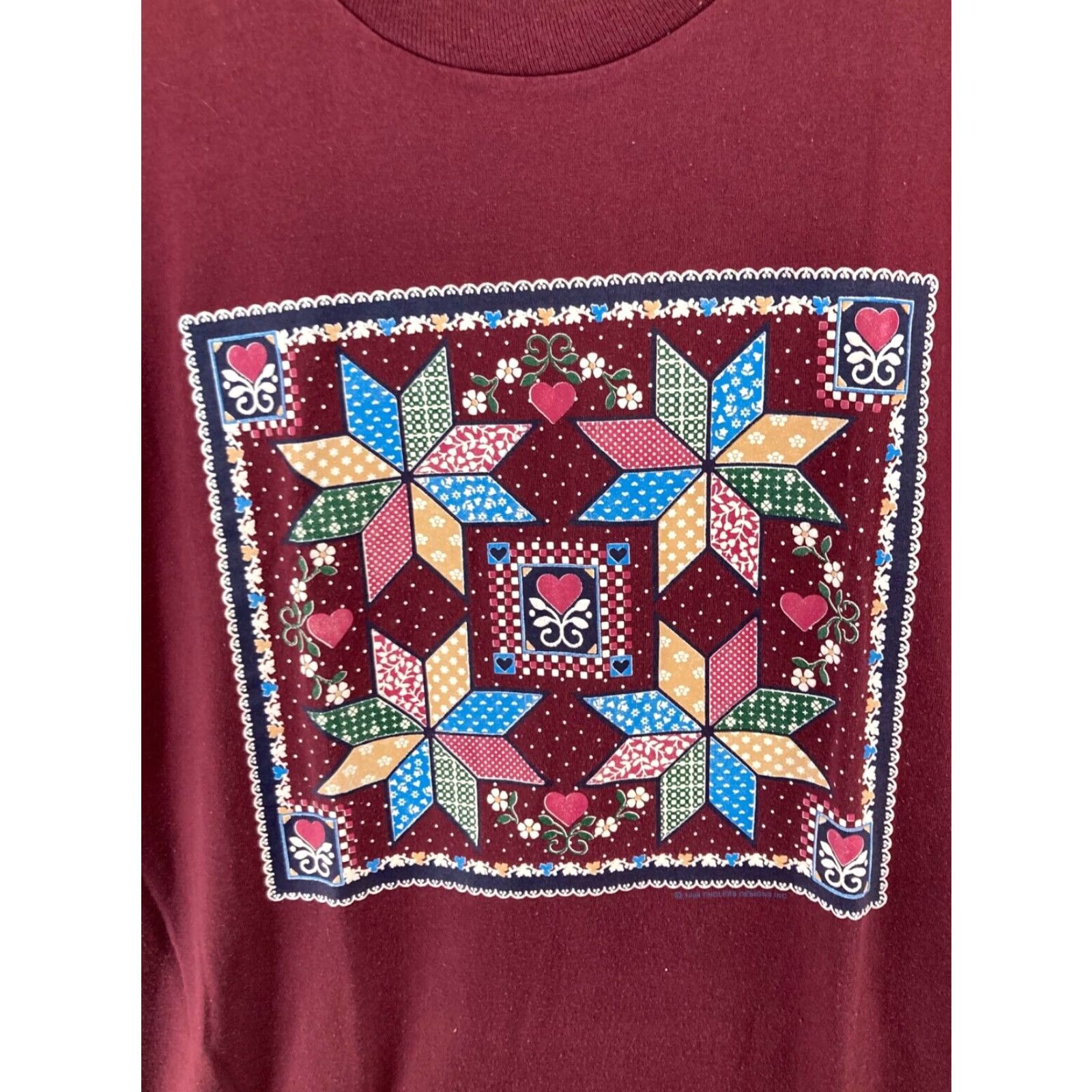 Jerzees VINTAGE Jerzees Graphic Print T-Shirt Large Burgundy USA Made Womens Size L / US 10 / IT 46 - 4 Thumbnail