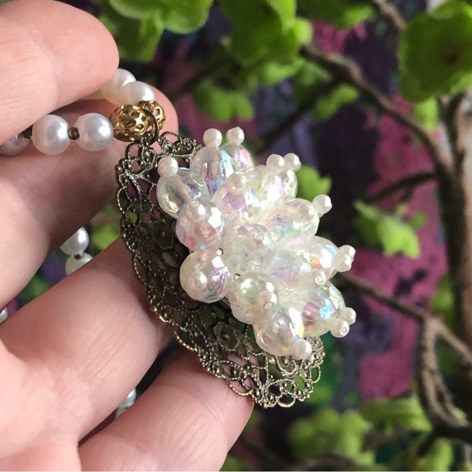 Handmade Handcrafted repurpose filigree pearl cluster Pearl necklace Size ONE SIZE - 11 Thumbnail