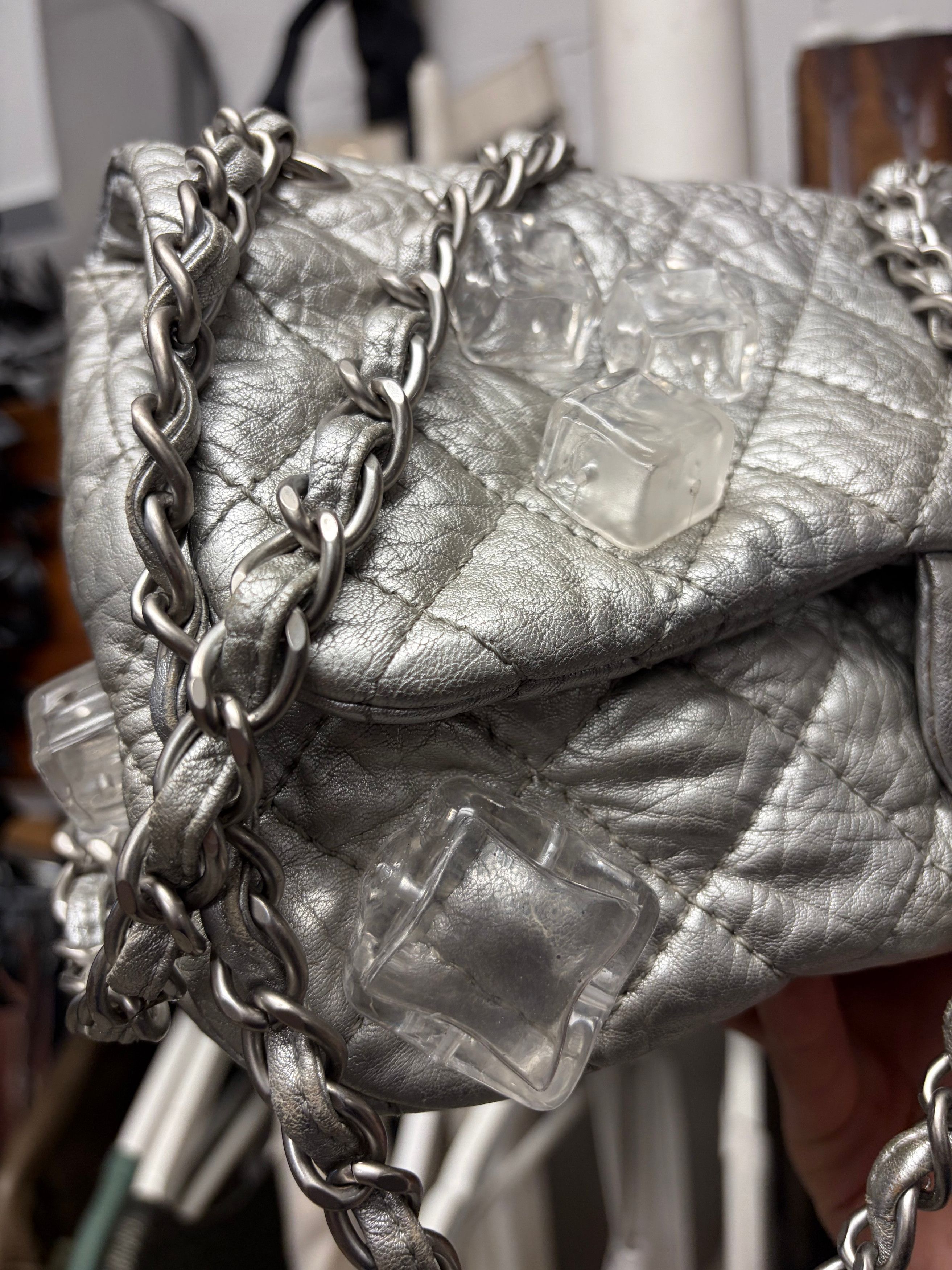 Chanel 2011 Chanel ‘Ice Cube’ Silver Medium Top Flap Leather Bag Size ONE SIZE - 2 Thumbnail