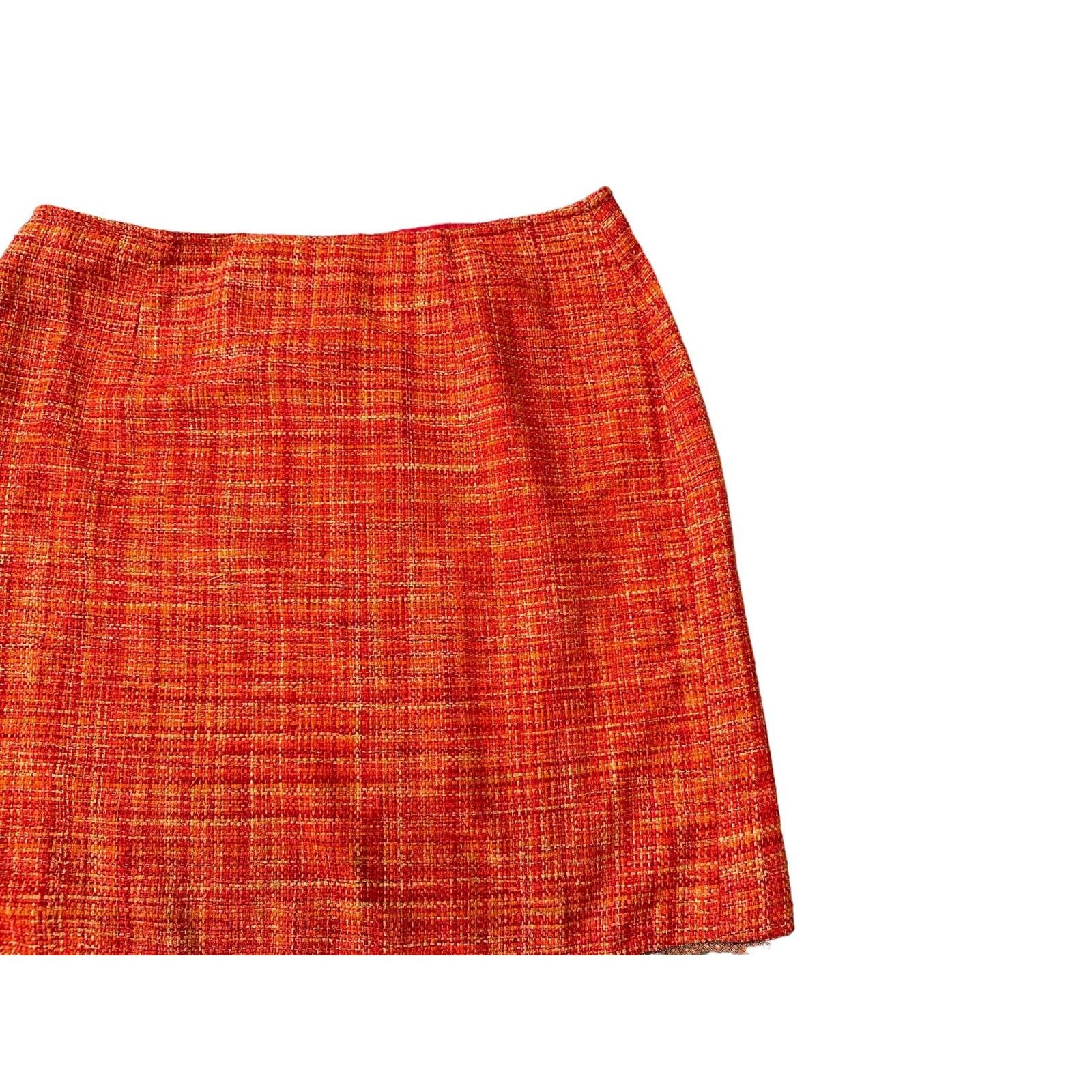 Other Josephine Chaus Medium Orange Tweed-Style Skirt Size 30" / US 8 / IT 44 - 6 Thumbnail