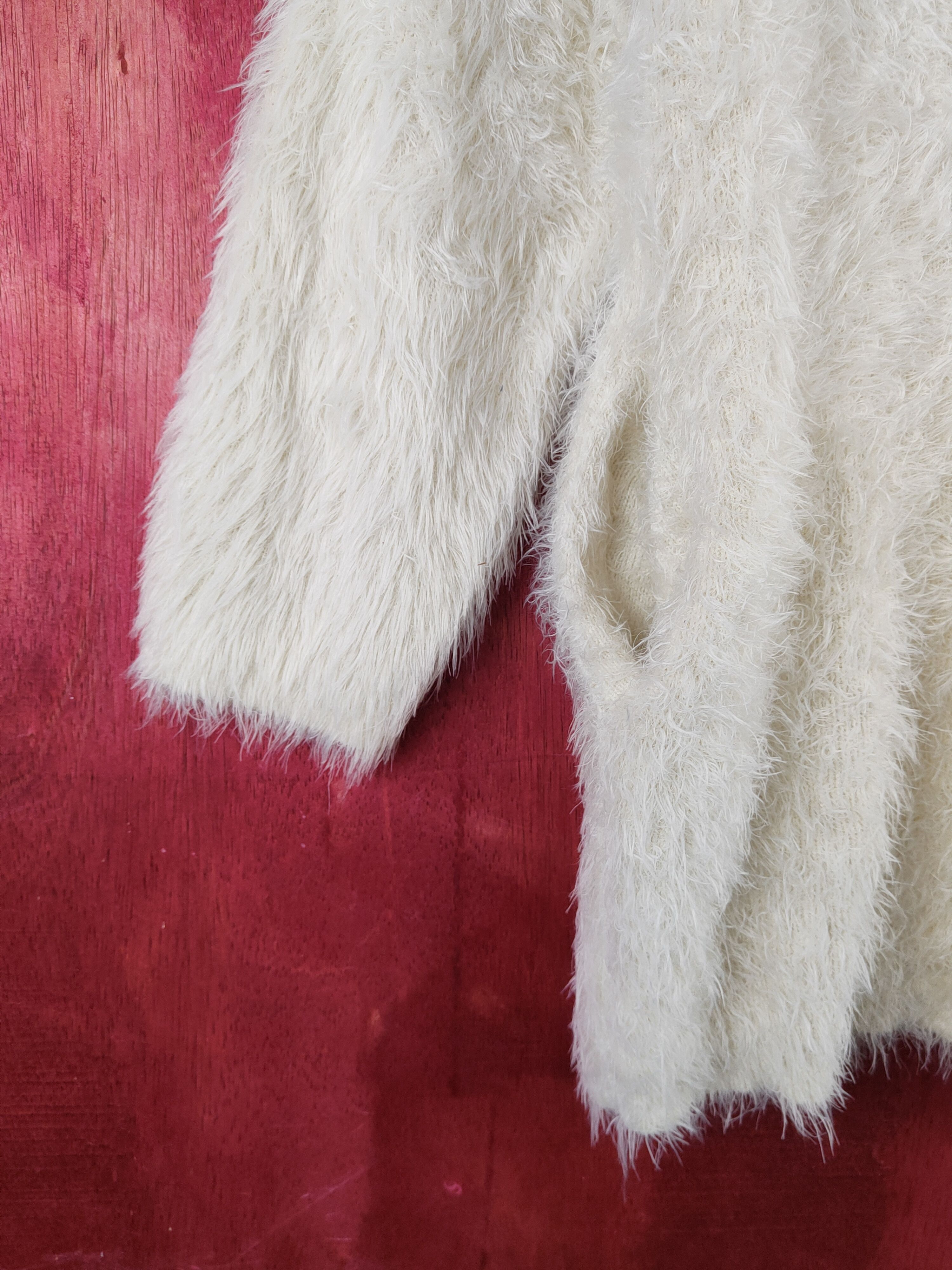 Homespun Knitwear Mercuryduo Cream Fur Mohair Knitwear Cardigan #2011 Size M / US 6-8 / IT 42-44 - 4 Thumbnail