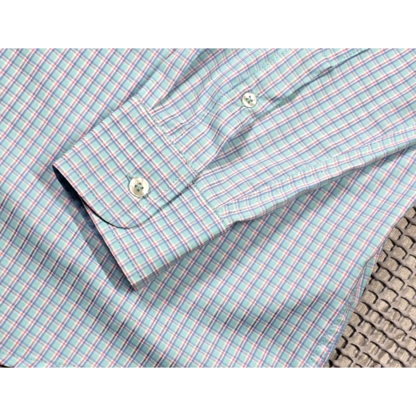 Vintage Turtleson Shirt Mens Tattersall Blue Pink Button Up Long Sleeve Performance Casu al Size US L / EU 52-54 / 3 - 7 Thumbnail