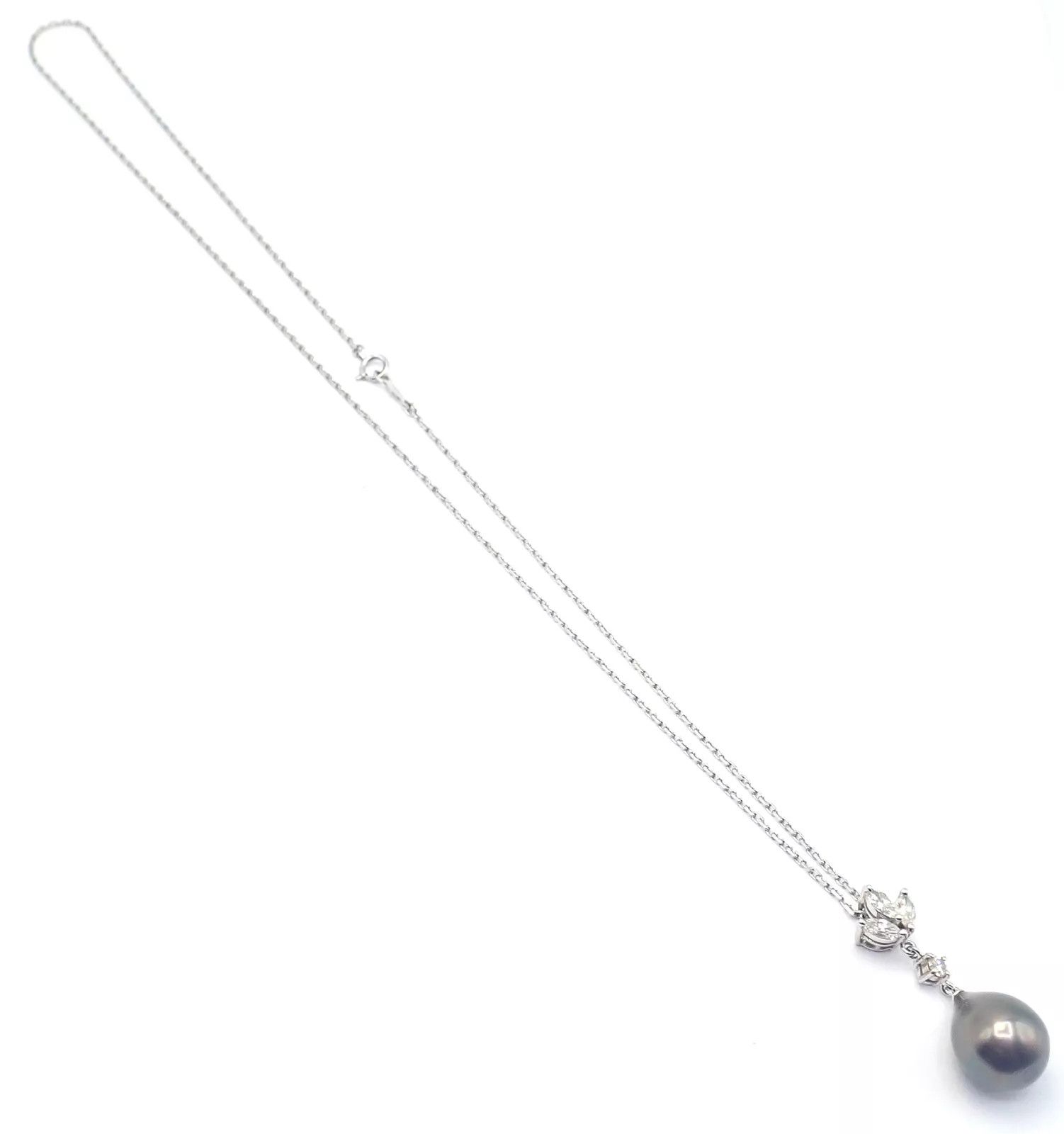 Mikimoto 18k White Gold Tahitian Pearl Diamond Pendant Necklace Size ONE SIZE - 9 Thumbnail