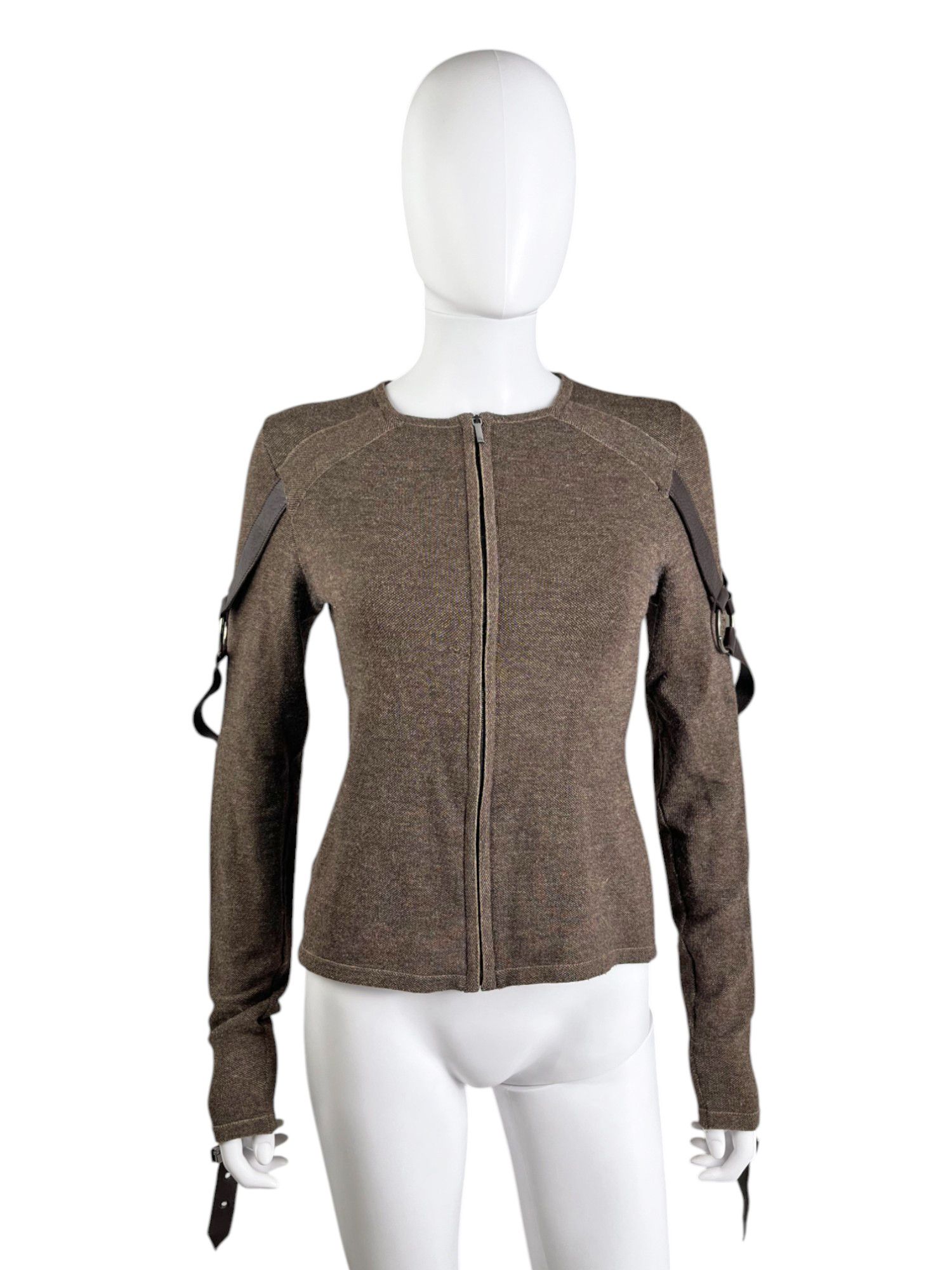 Dior by John Galliano F/W 2003 Brown Bondage Zipped Sweater Size L / US 10 / IT 46 - 1 Thumbnail
