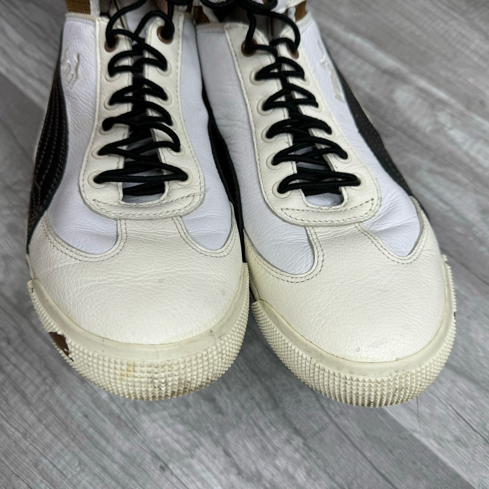 Puma Vintage Puma White Black Lace Up Mid Top Sneakers Bokette 8 Size US 8 / IT 38 - 8 Thumbnail