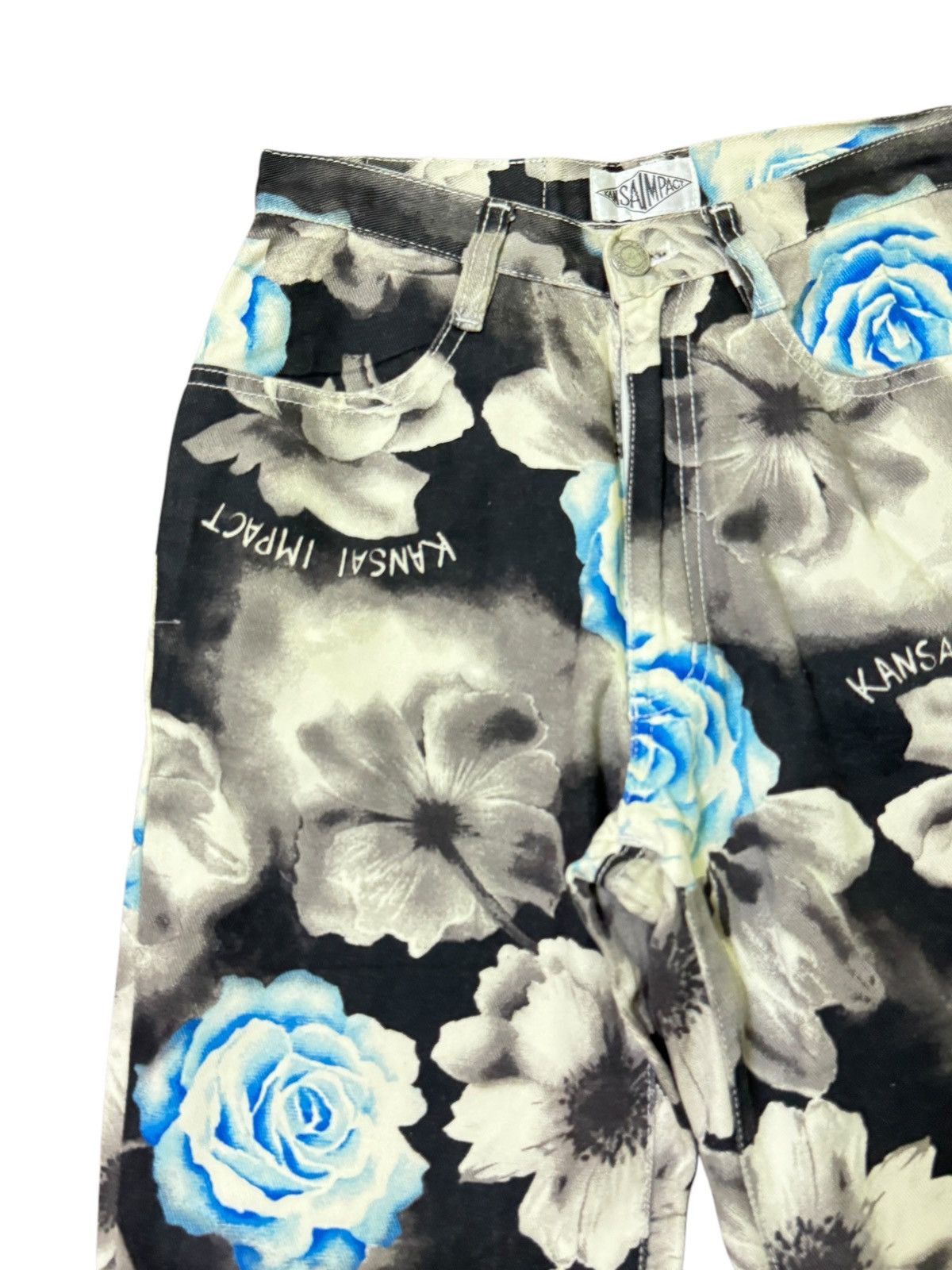 Japanese Brand FLARED KANSAI IMPACT FLOWER FULL PRINTED BOOT CUT PANT Size 24" / US 00 / IT 34 - 4 Thumbnail