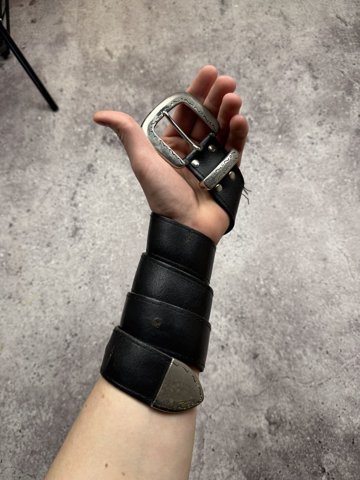 Japanese Brand 00ʼS NUMBER NINE STYLE JAPAN LEATHER Y2K BELT ARCHIVE BLACK Size ONE SIZE - 1 Thumbnail
