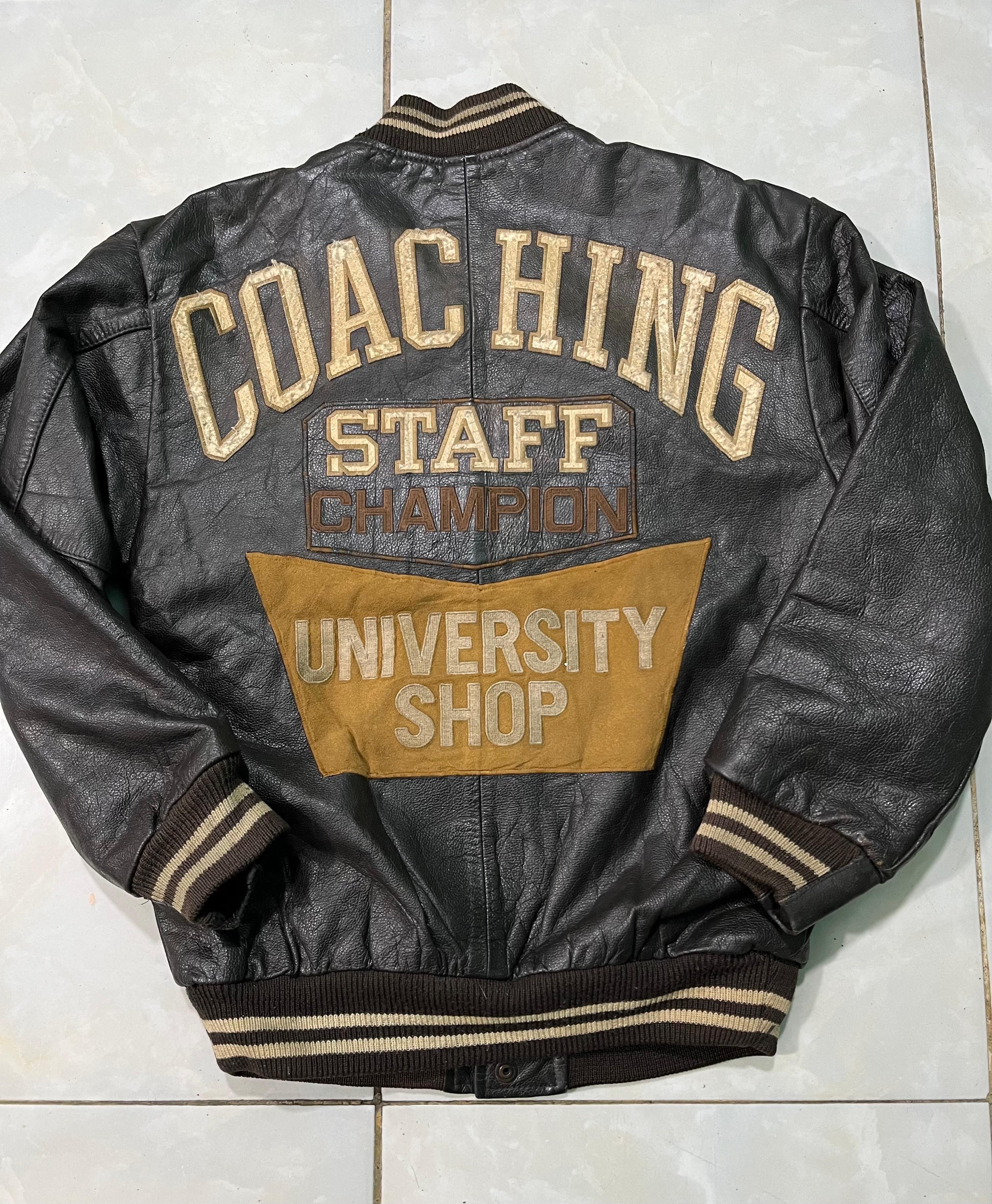 Leather Vintage University Shop Coaching Staff Champion Jacket Size US M / EU 48-50 / 2 - 2 Thumbnail