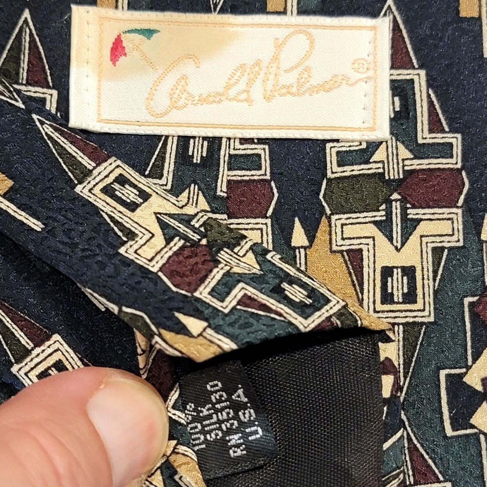 Vintage VINTAGE Arnold Palmer Silk Geometric Mens Necktie Tie 62 Inches Aztec Western Theme Blue Geometric Mens Tie Size ONE SIZE - 6 Thumbnail