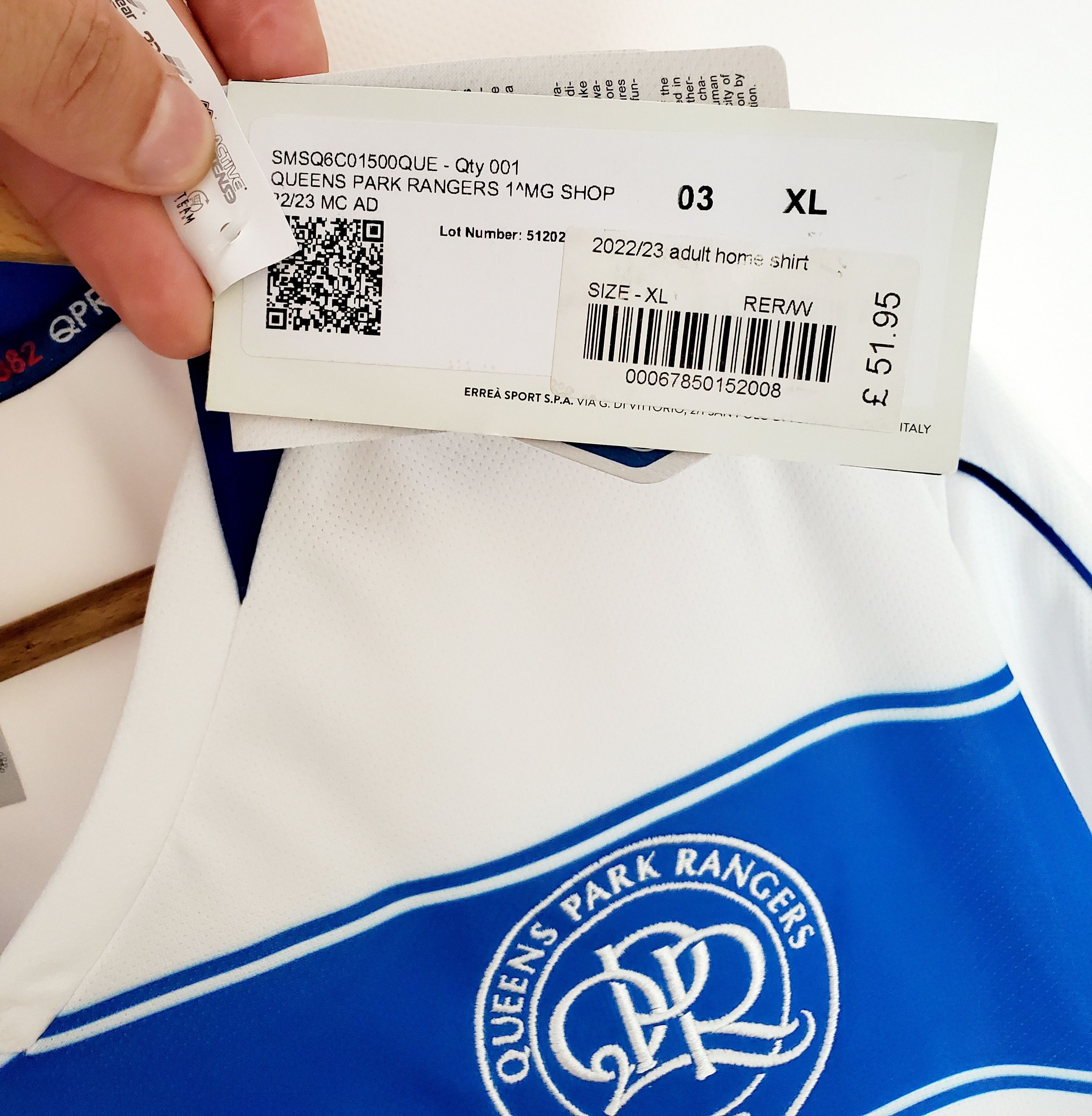 Errea QPR Queens Park Rangers Home Football Shirt 2022/23 Errea Xl Size US XL / EU 56 / 4 - 4 Thumbnail