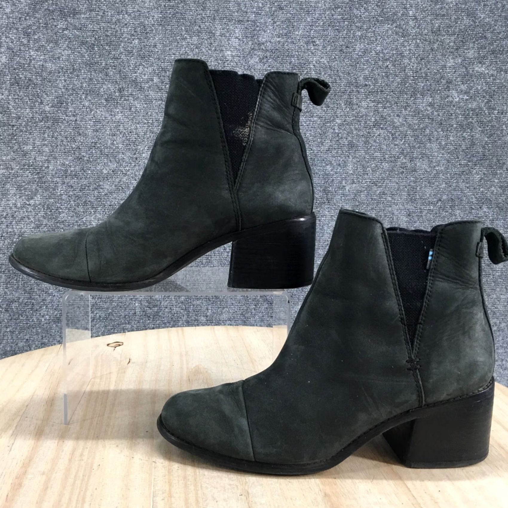 Toms TOMS Esme Boots Womens 8.5 Black Leather Chelsea Ankle Bootie Comfort Cushioned Flat Heel Mid-Block Str Bootie - Casual Shoes Womens Size US 9 / IT 39 - 2 Thumbnail
