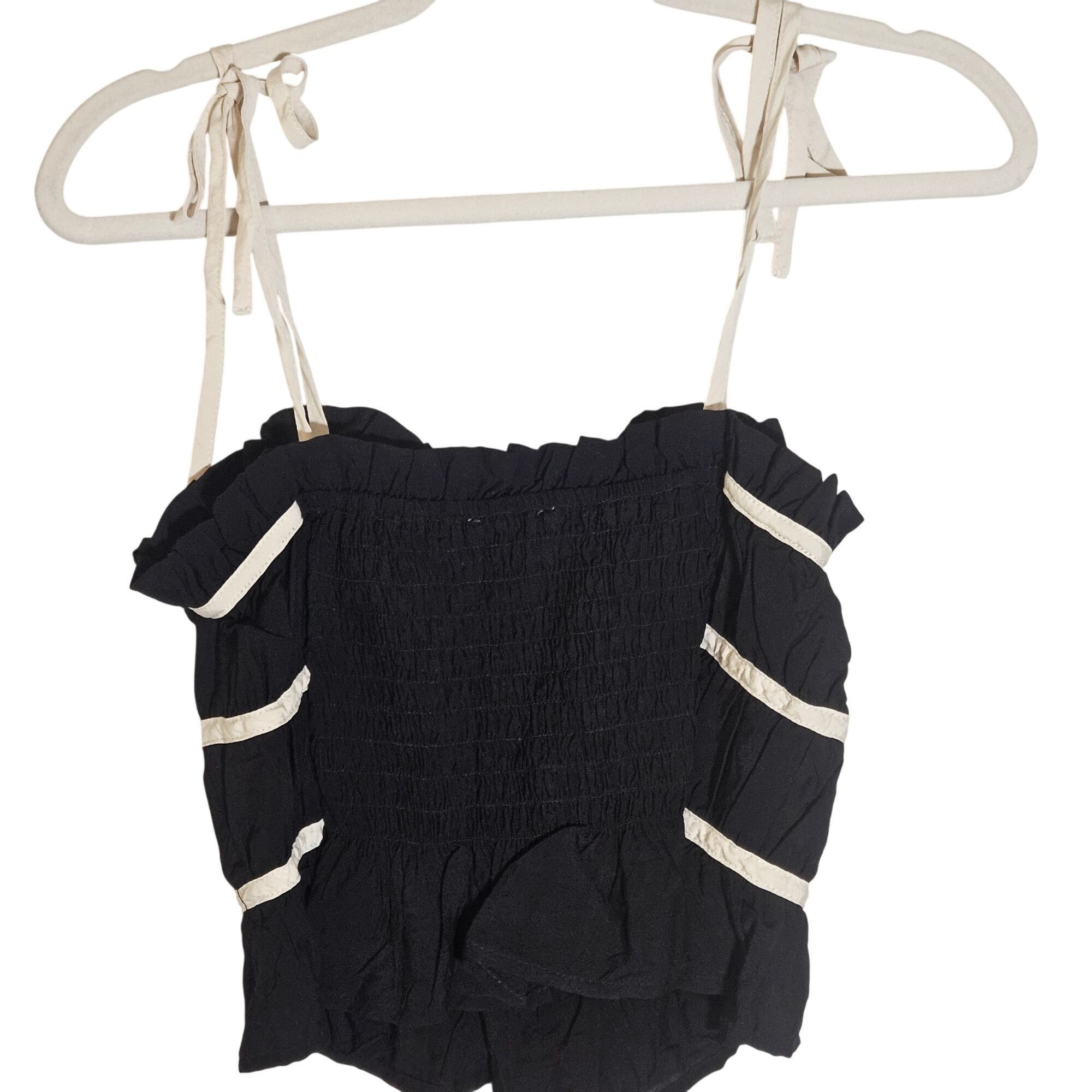 Other Thirty/Thirty Black White Trim Ruched Top S Coquette Fairy W Size S / US 4 / IT 40 - 10 Thumbnail