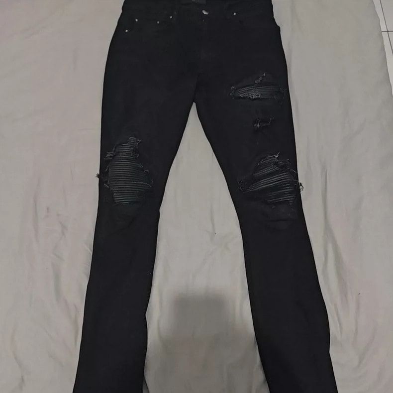 Amiri Amiri black leather denim pant Size US 31 - 2 Thumbnail