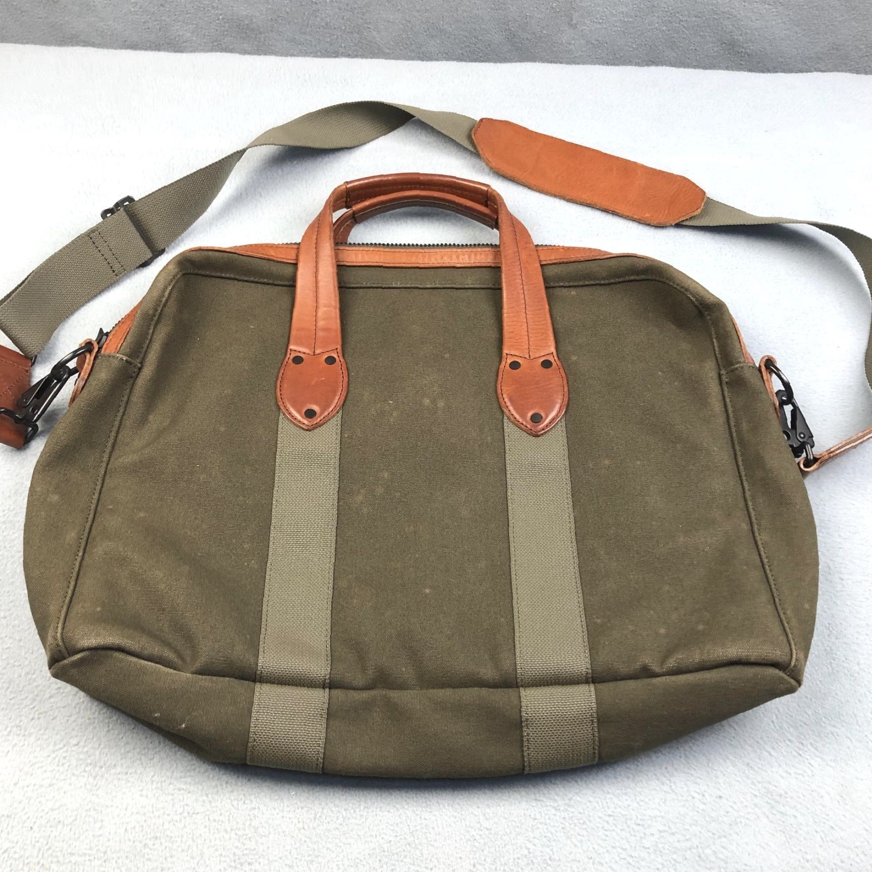 Rag & Bone Rag & Bone Bag Mens Green Derby Canvas Leather Messenger Satchel Crossbody Bag Size ONE SIZE - 4 Thumbnail
