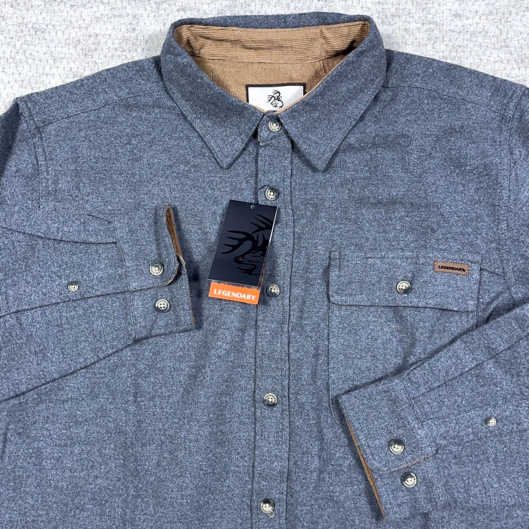 Vintage Legendary Whitetails Flannel Shirt Men L Gray Buck Camp Pocket Solid Camp Size US L / EU 52-54 / 3 - 2 Thumbnail
