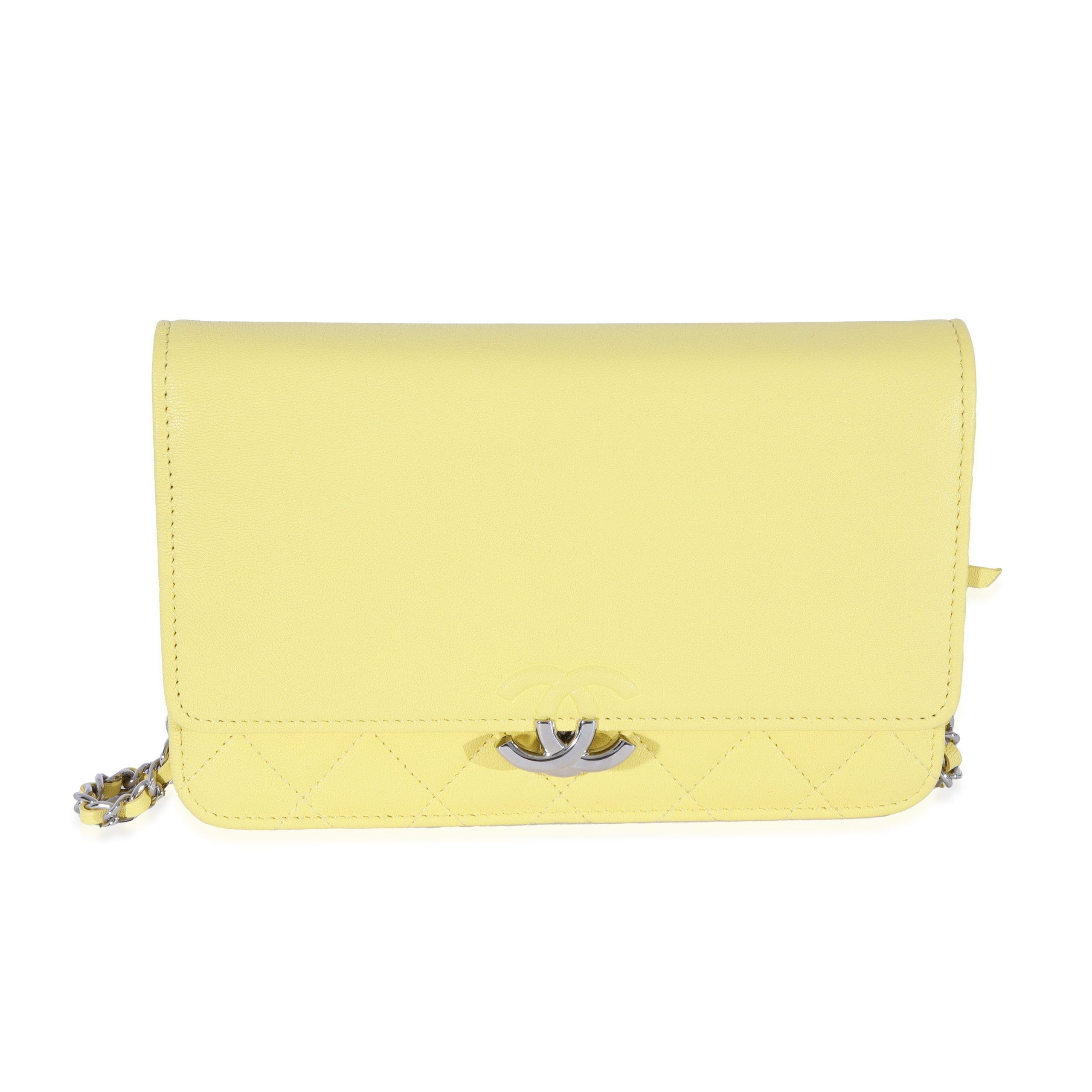image of Chanel Yellow Leather Urban Companion Wallet On Chain, Women's