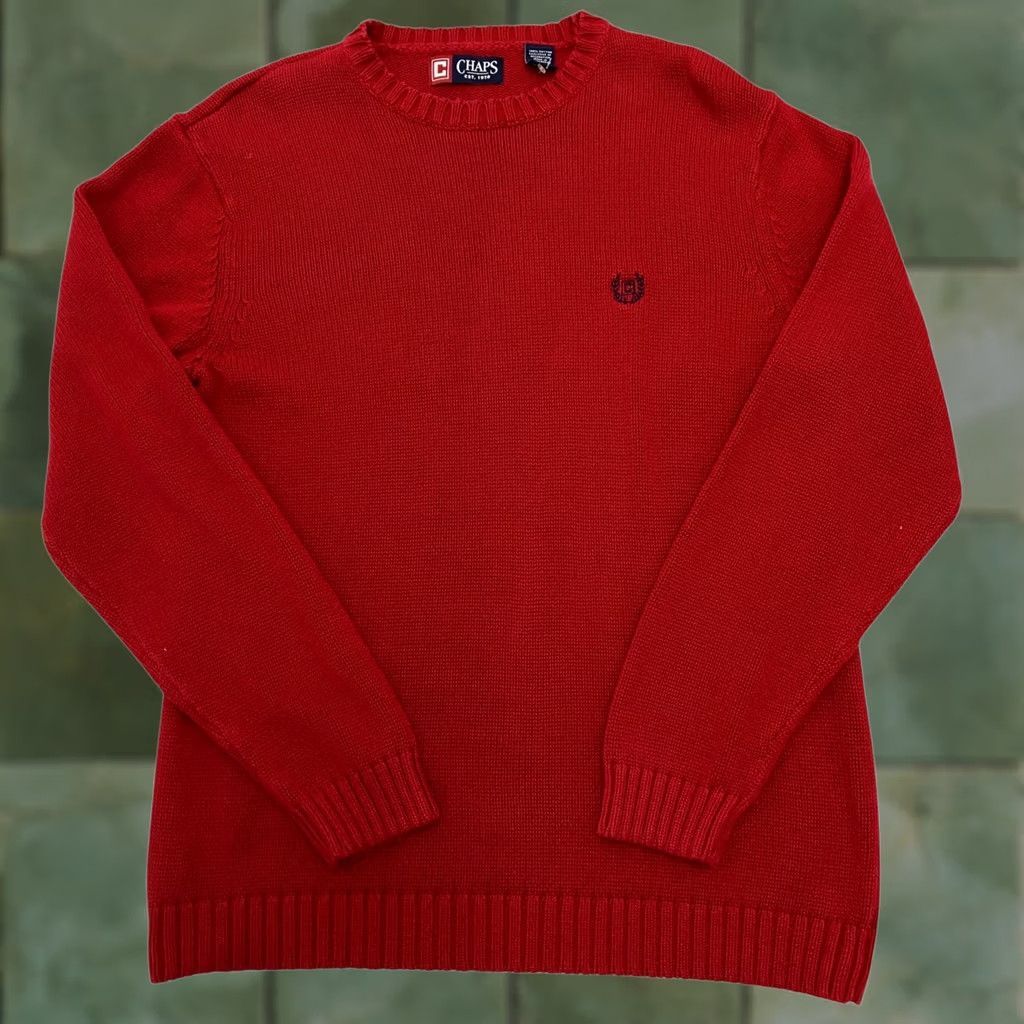 Chaps Chaps Jumper Mens M Red Crew Neck Cotton Knit Sweater Size US M / EU 48-50 / 2 - 1 Thumbnail