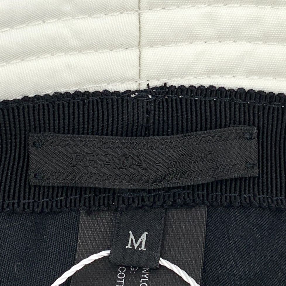 Prada Prada White Cotton Triangle Logo Bucket Hat Size ONE SIZE - 3 Thumbnail