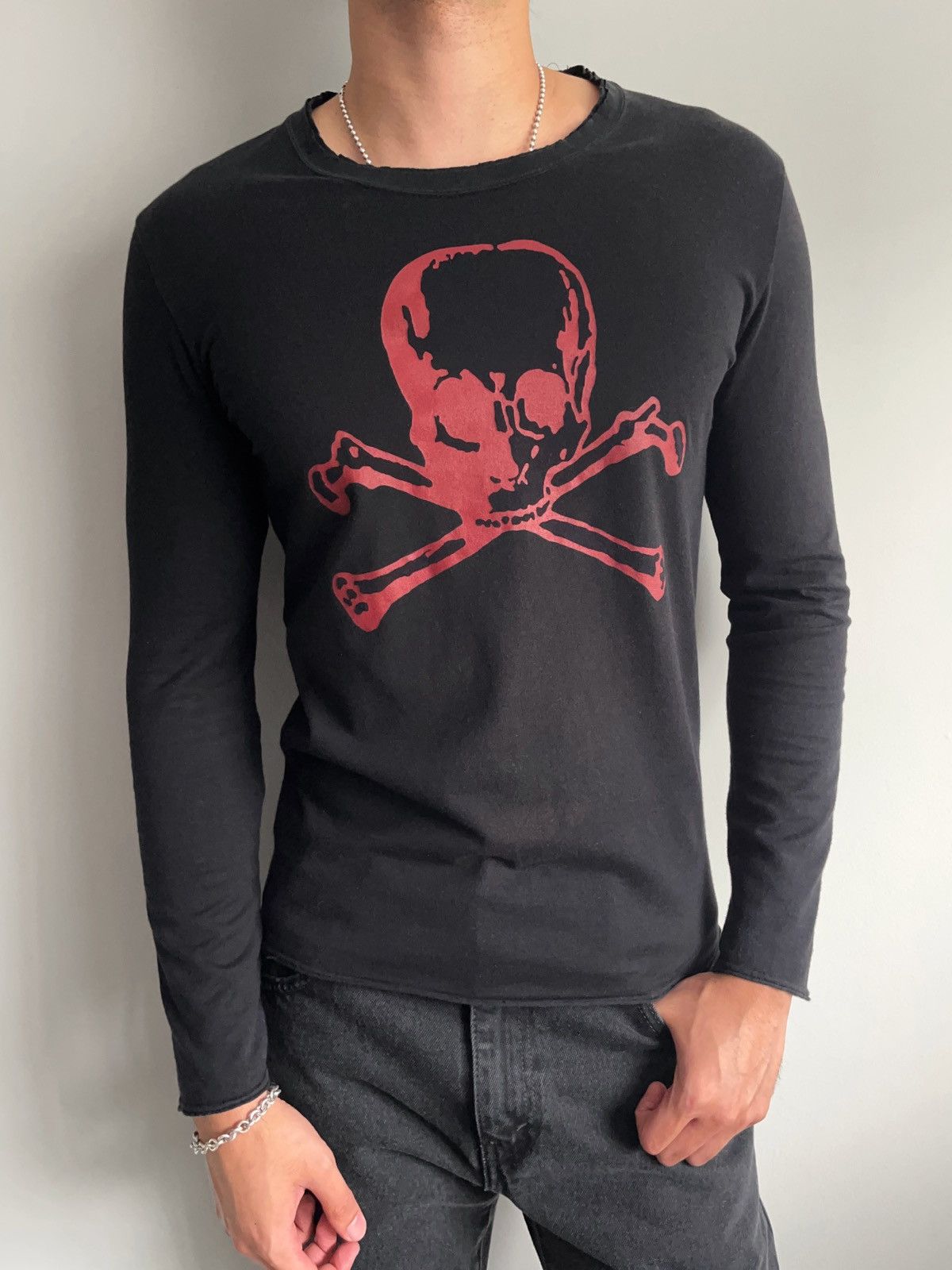 Katharine Hamnett London Skull & Crossbones Raw Edge Longsleeve Size US L / EU 52-54 / 3 - 2 Thumbnail