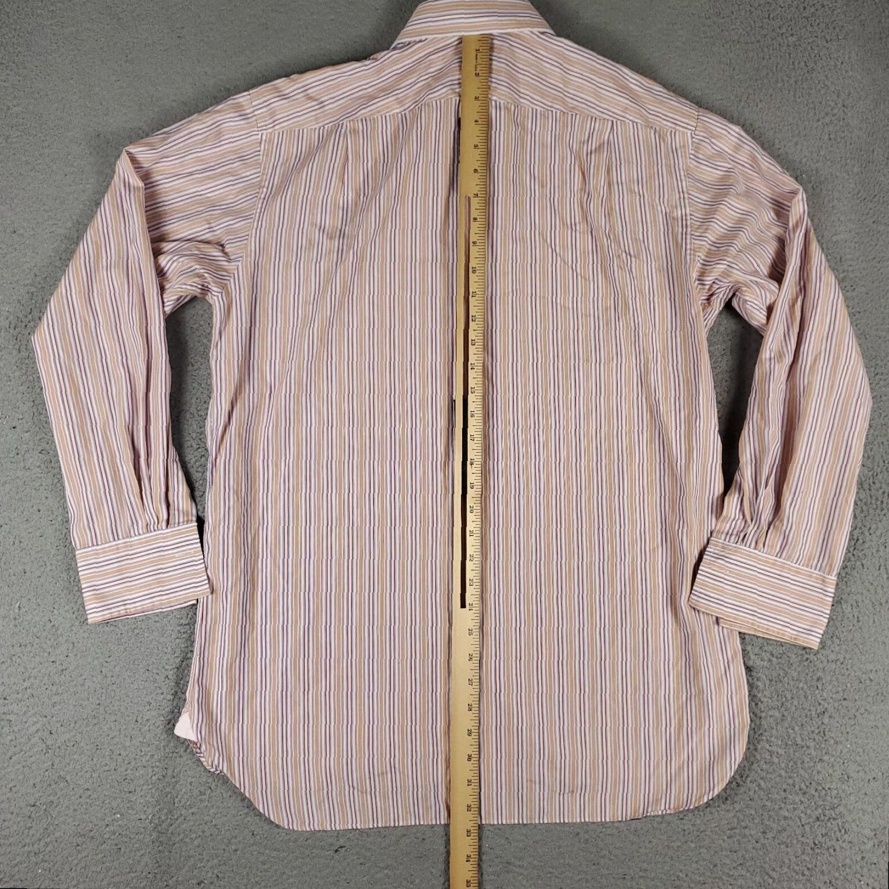 Pinko VINTAGE? No — Thomas Pink Shirt Mens Size 16 Red Blue Striped Dress Shirt Long Sleeve Button Up Cotton Classic Fit 16 Red Mens Regular Shirt Size 42R - 4 Thumbnail