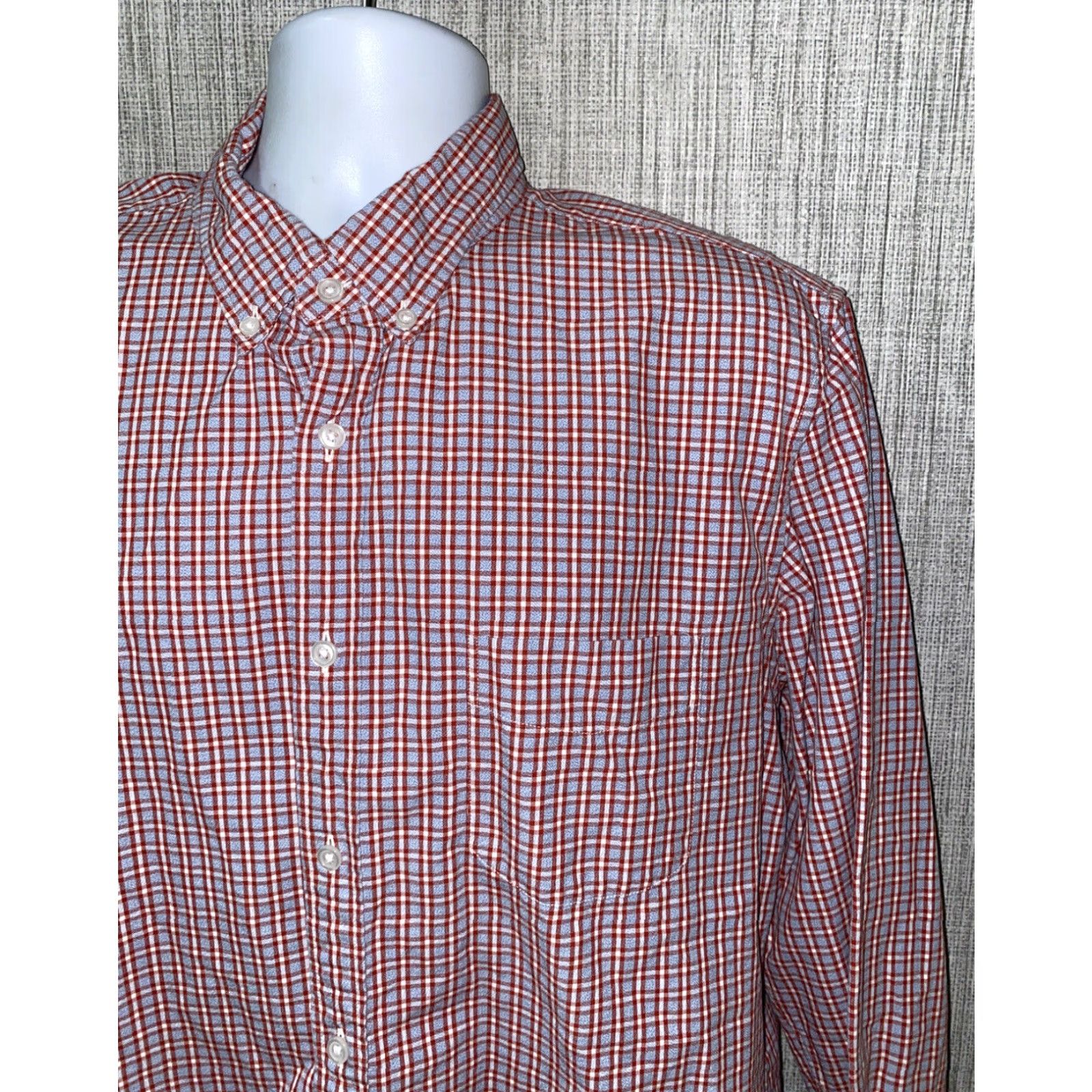 J.Crew J.Crew Mens Long Sleeve Button-Up Shirt Size XL Red/Gray Check Cotton Casual Size US XL / EU 56 / 4 - 2 Thumbnail