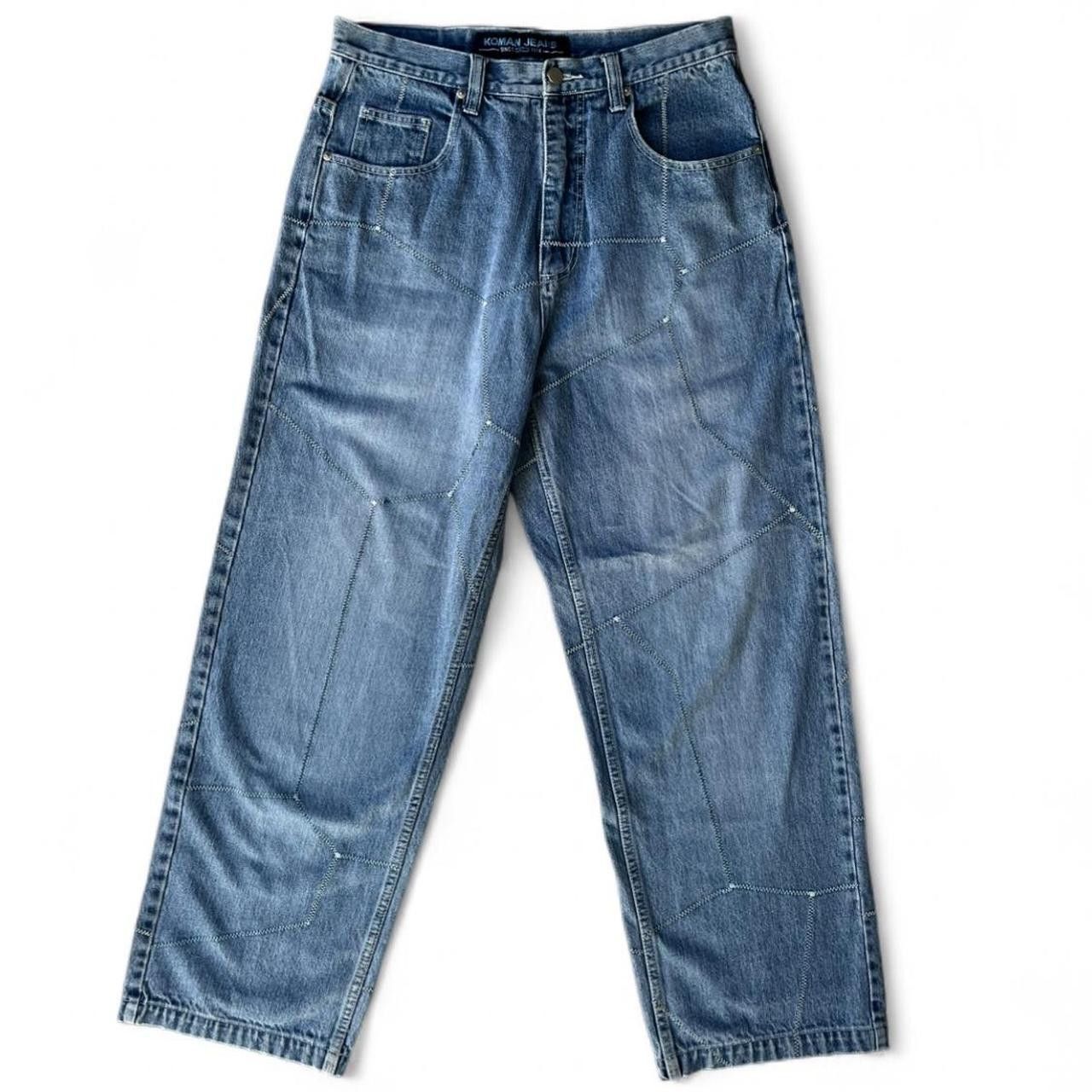 Other Vintage Koman Baggy Patchwork Stitch Jeans Size US 34 / EU 50 - 1 Thumbnail