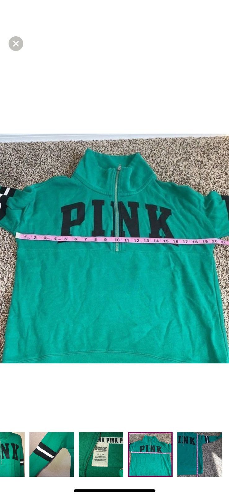 Victoria's Secret Pink Victoria’s Secret XS green quarter zip sweatshirt Size XS / US 0-2 / IT 36-38 - 3 Thumbnail