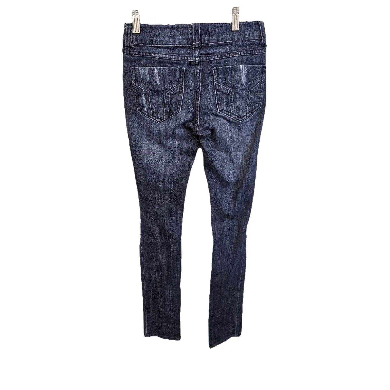 Denime Miley Cyrus Jeans MAX AZRIA Distressed Dark Denim Skinny Size 3 Juniors Blue Shredded Ripped Slimming 5-Pocket Denim Wear Women Girls? Size 26" / US 2 / IT 38 - 4 Thumbnail