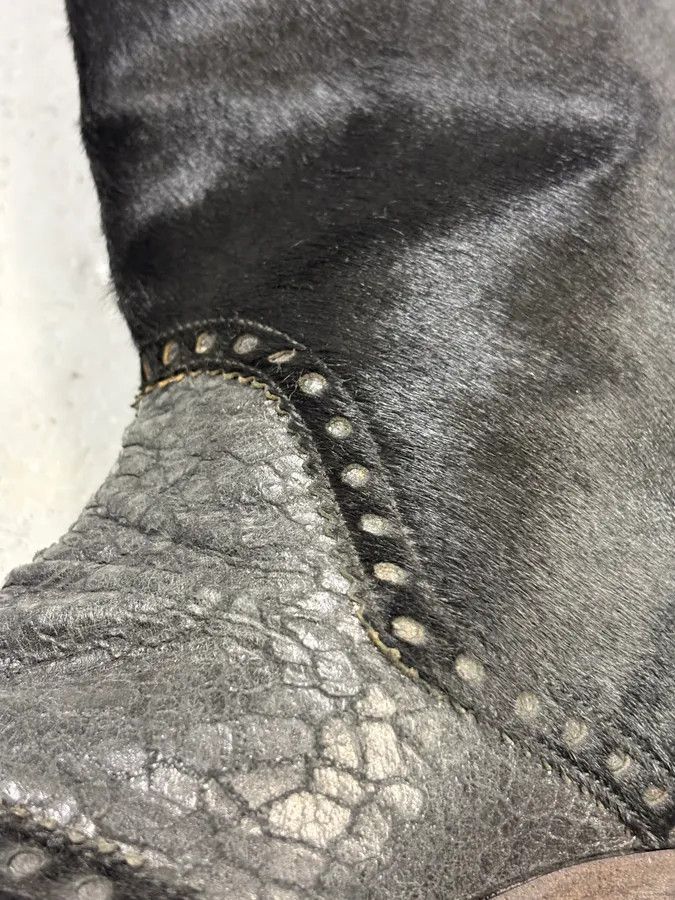 John Galliano John Galliano Black Pony Hair Leather Studded Cowboy Boots Size US 8 / EU 41 - 11 Thumbnail