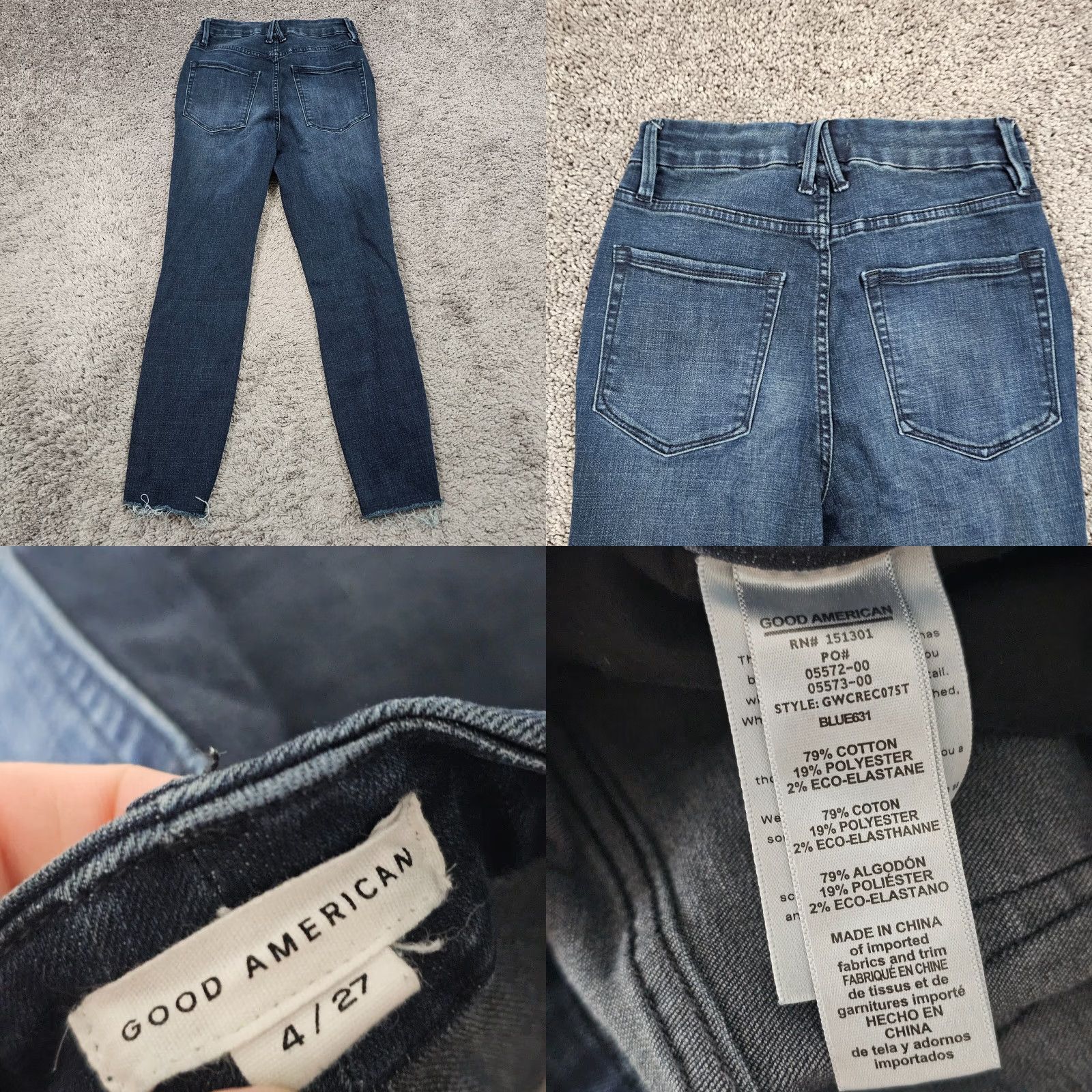 Good American Good American Jeans Women 27 High Rise Crop Dark Wash Stretch Denim 25 Inseam Blue Size 27" / US 4 / IT 40 - 8 Thumbnail