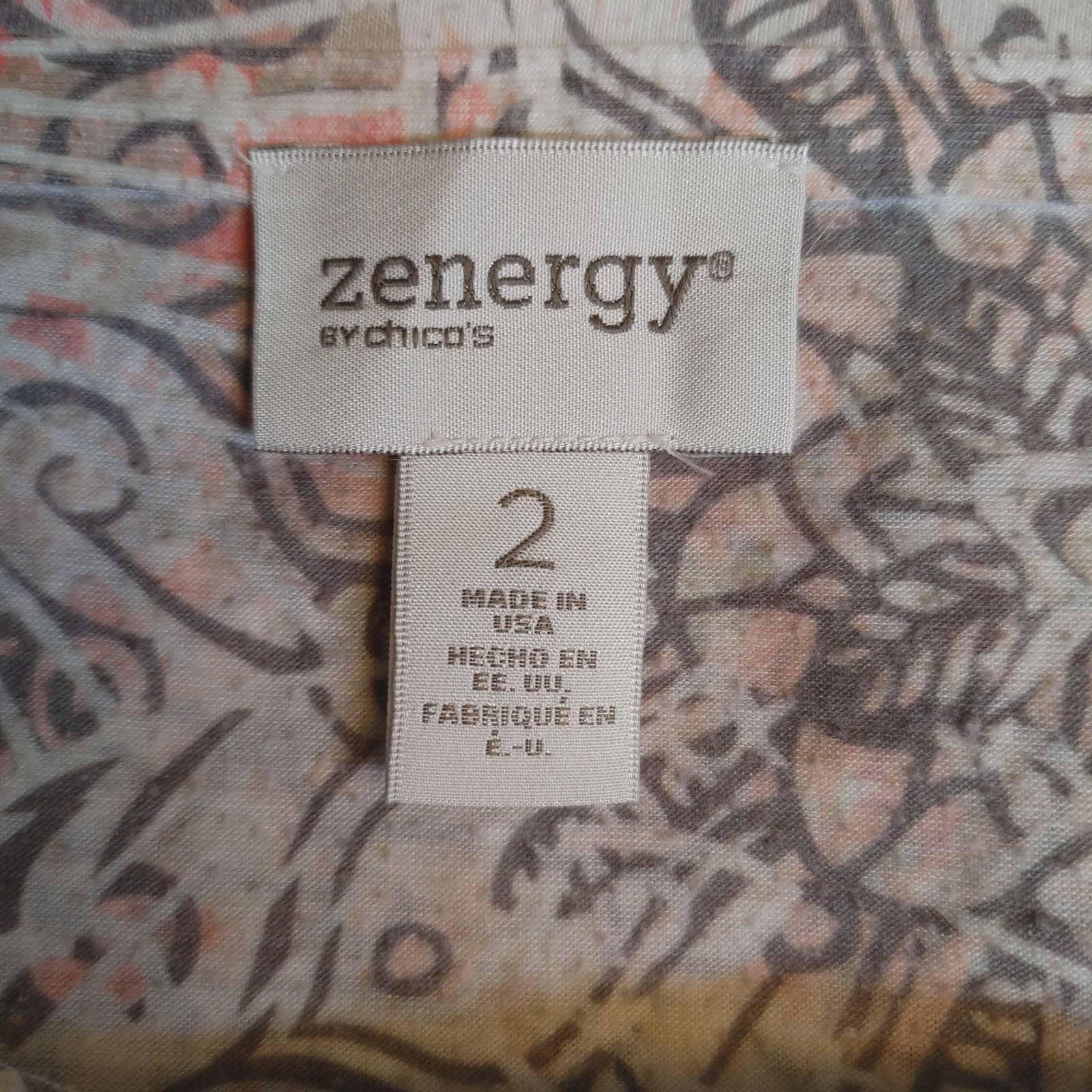 Chicos Zenergy by Chico's Women's 2 Pink/Gray Paisley Casual Tee Size L / US 10 / IT 46 - 3 Thumbnail