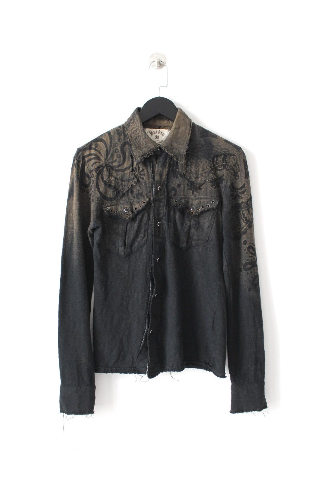 If Six Was Nine 2000S BURDEN GRUNGE FADE-DYE GROMMET POCKETS SHIRT Size US S / EU 44-46 / 1 - 1 Thumbnail