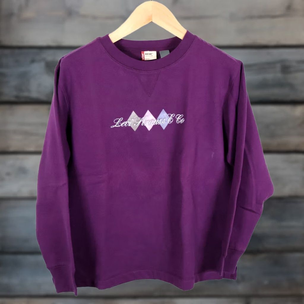 Levi's VINTAGE Levi'S Shirt Mens L Purple VTG Red Tab Sweatshirt Men Crewneck Embroidered Y2K Fleece Size US L / EU 52-54 / 3 - 1 Thumbnail