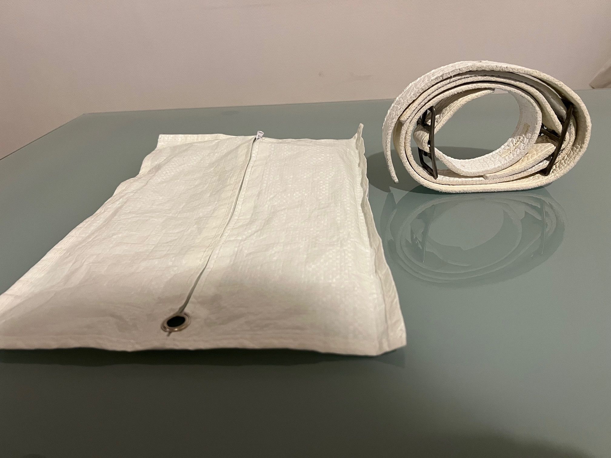 Carol Christian Poell Carol Christian Poell White Leather Double Buckle Belt Size ONE SIZE - 4 Thumbnail
