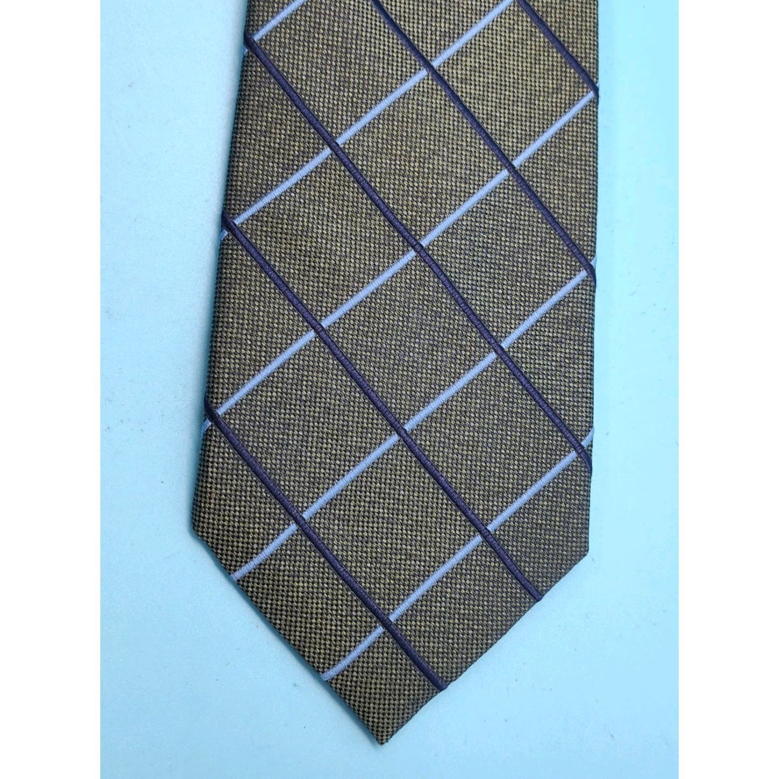 Jos. A. Bank VINTAGE Jos A. Bank SIGNATURE Men's Silk Green Checkered Tie 3 1/8" x 60" Business Casual Size ONE SIZE - 4 Thumbnail