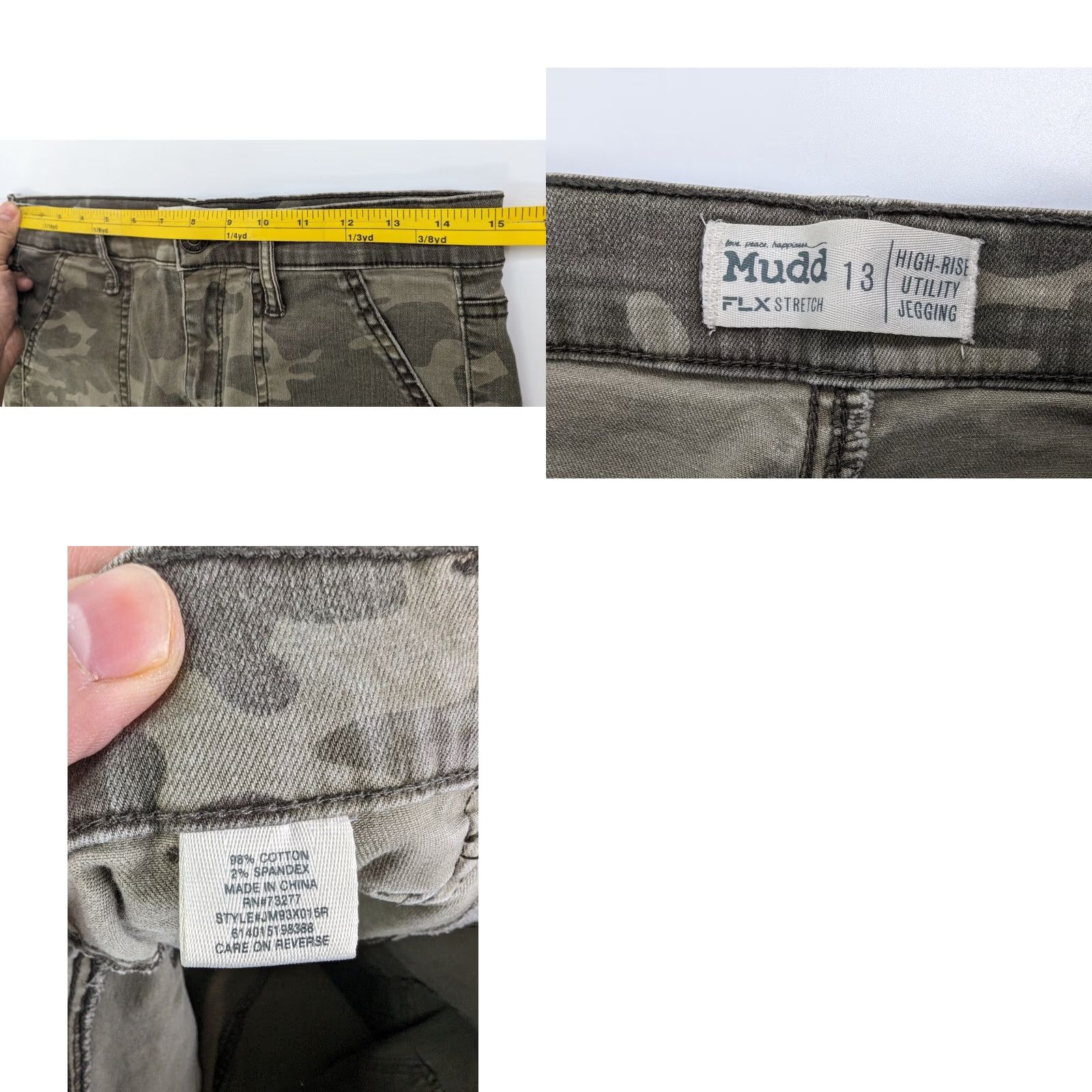 Vintage Mudd Jeans JEGGING High Rise Cargo Pocket Camouflage Green Size 13 Women's Regular Denim Cotton Blend Broad Belt Loops Size 34" / US 12 / IT 48 - 8 Thumbnail