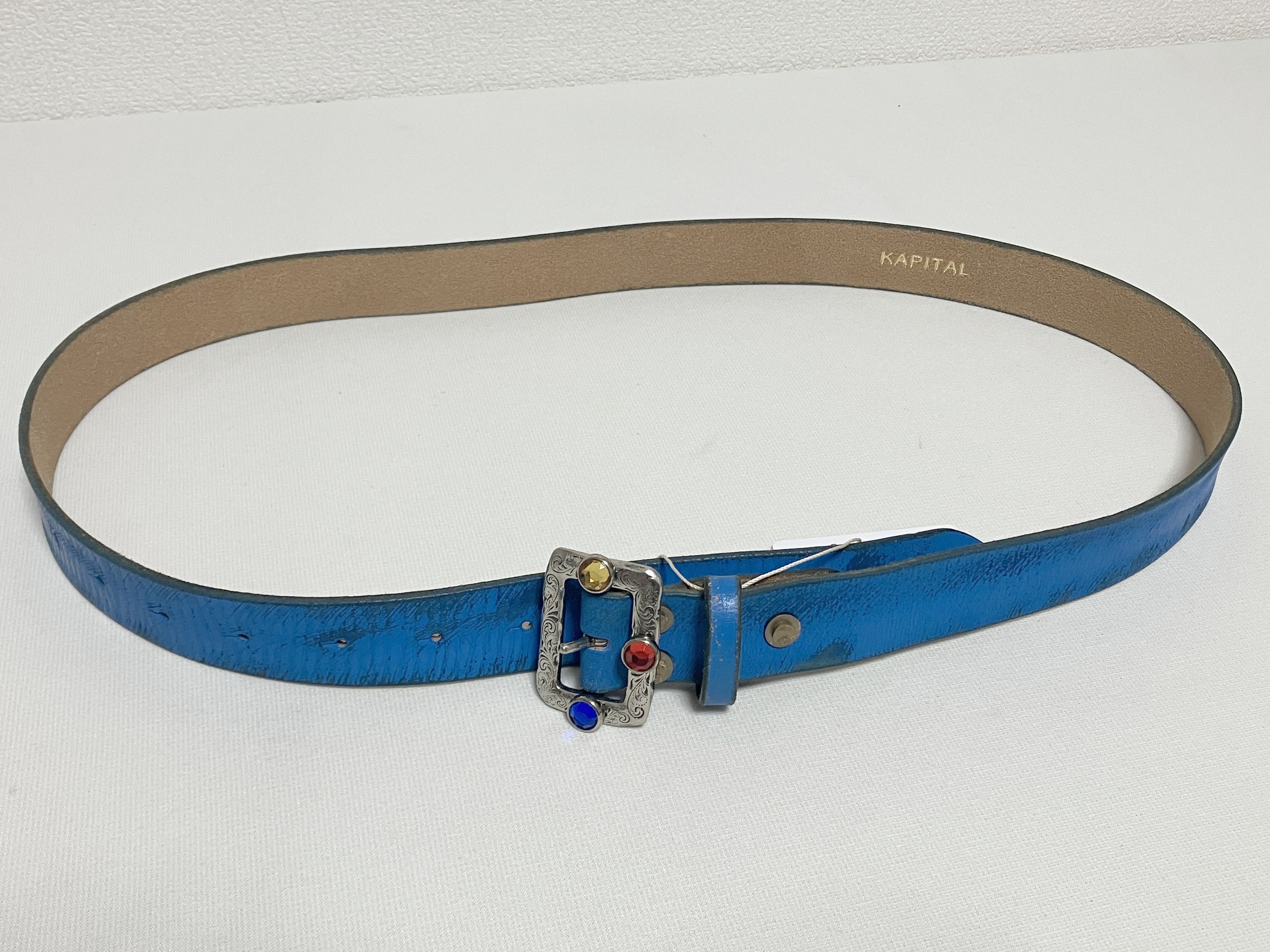 Kapital Kapital Oil leather studs disco buckle belt blue new Size ONE SIZE - 2 Thumbnail