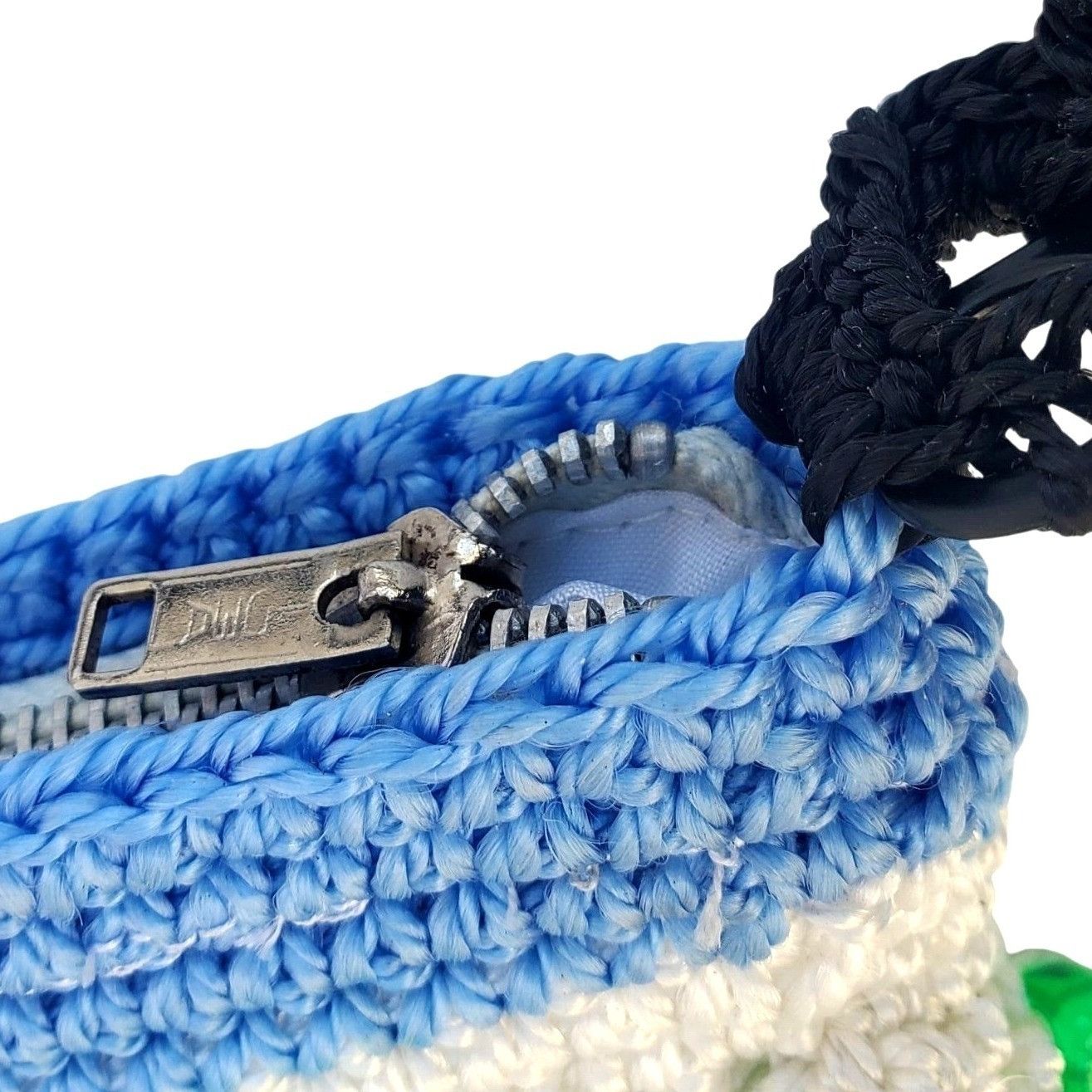 Handmade Crocheted Beaded Crossbody Purse Soda Can Beer Tab Strap Bla Size ONE SIZE - 8 Thumbnail