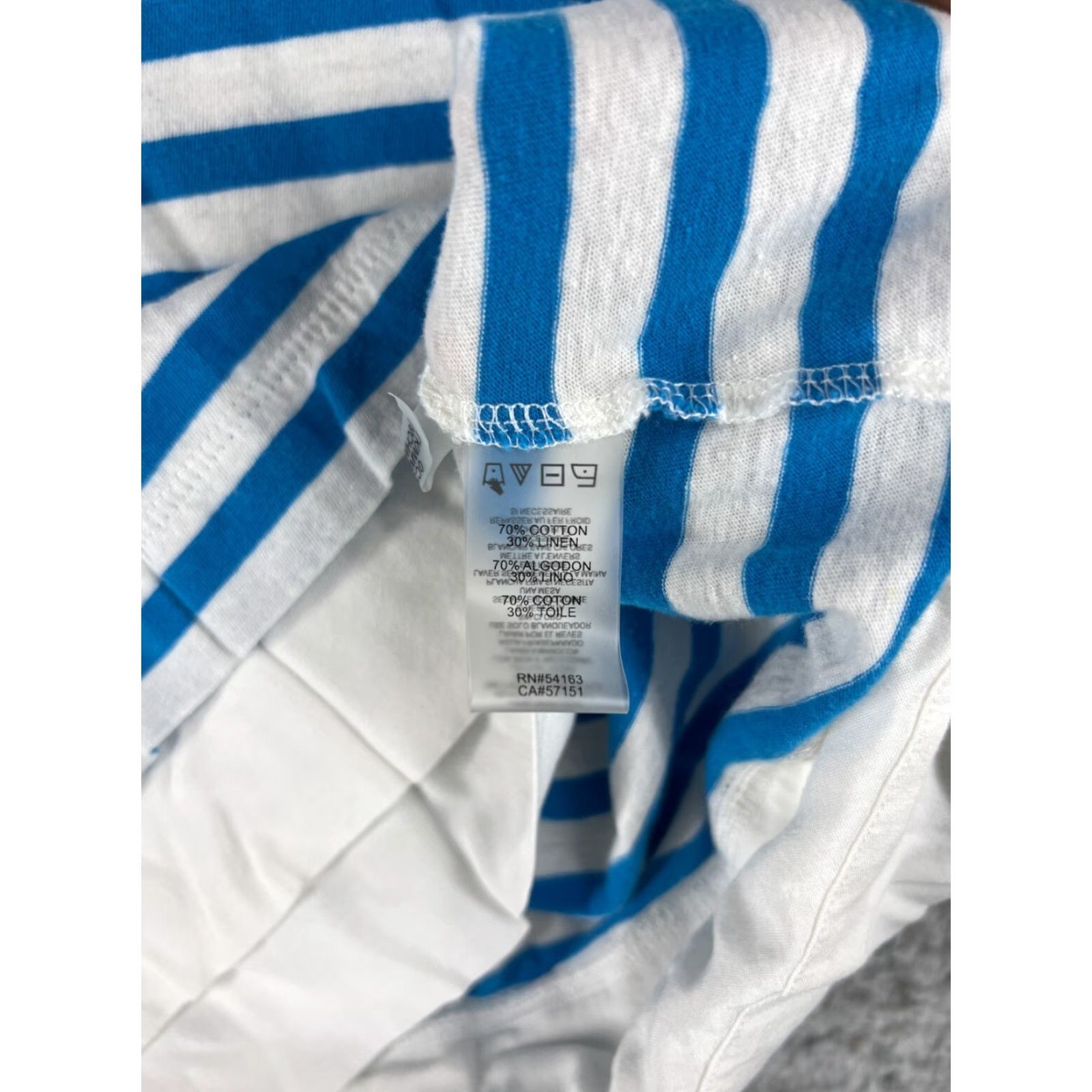 Karl Lagerfeld Karl Lagerfeld Paris Womens Blouse XL Linen Blend Striped White Blue V-Neck Casual Shirt Womens Size XL / US 12-14 / IT 48-50 - 7 Thumbnail