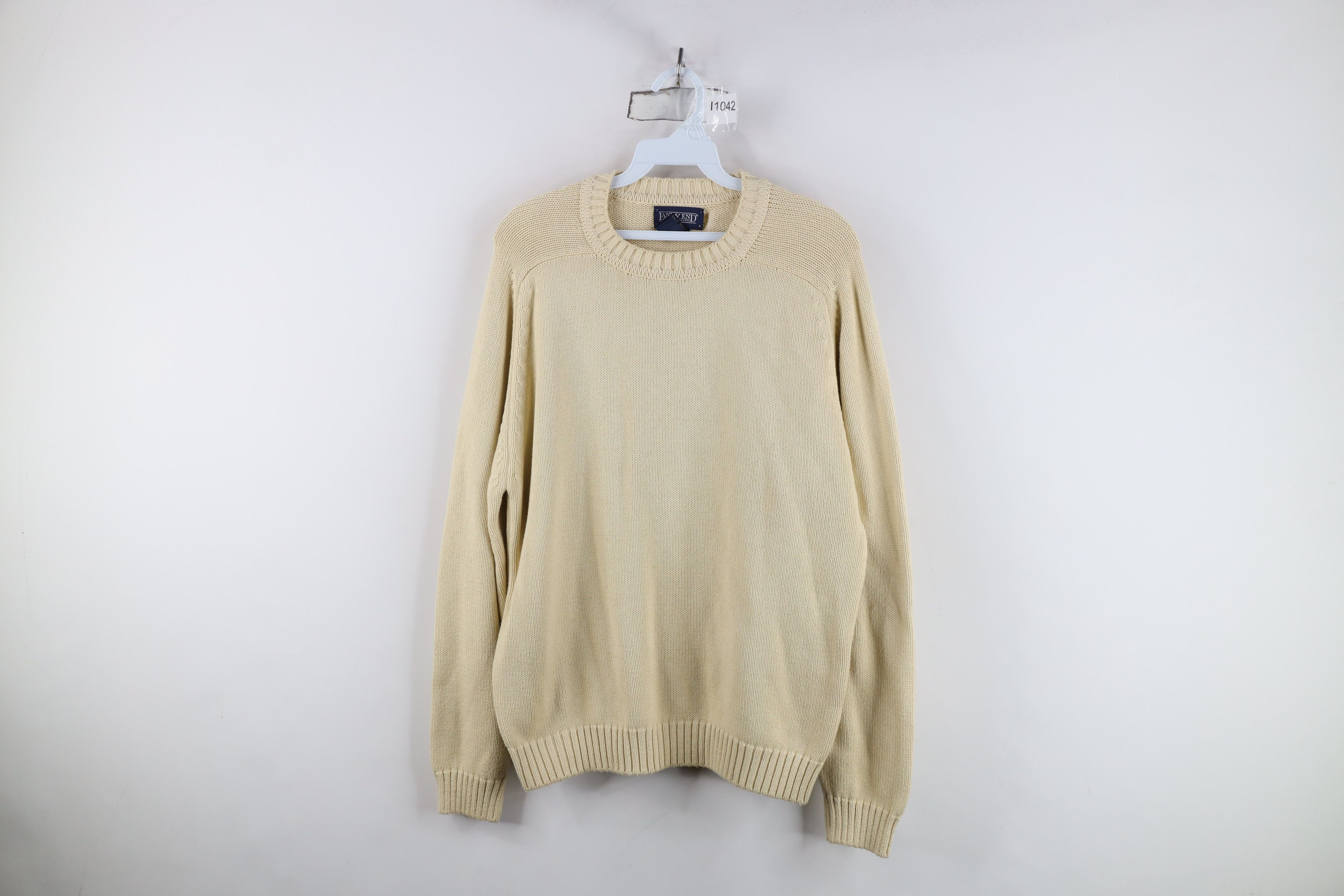 Lands' End Vintage 90s Lands End Cotton Knit Crewneck Sweater Beige USA Size M / US 6-8 / IT 42-44 - 1 Thumbnail