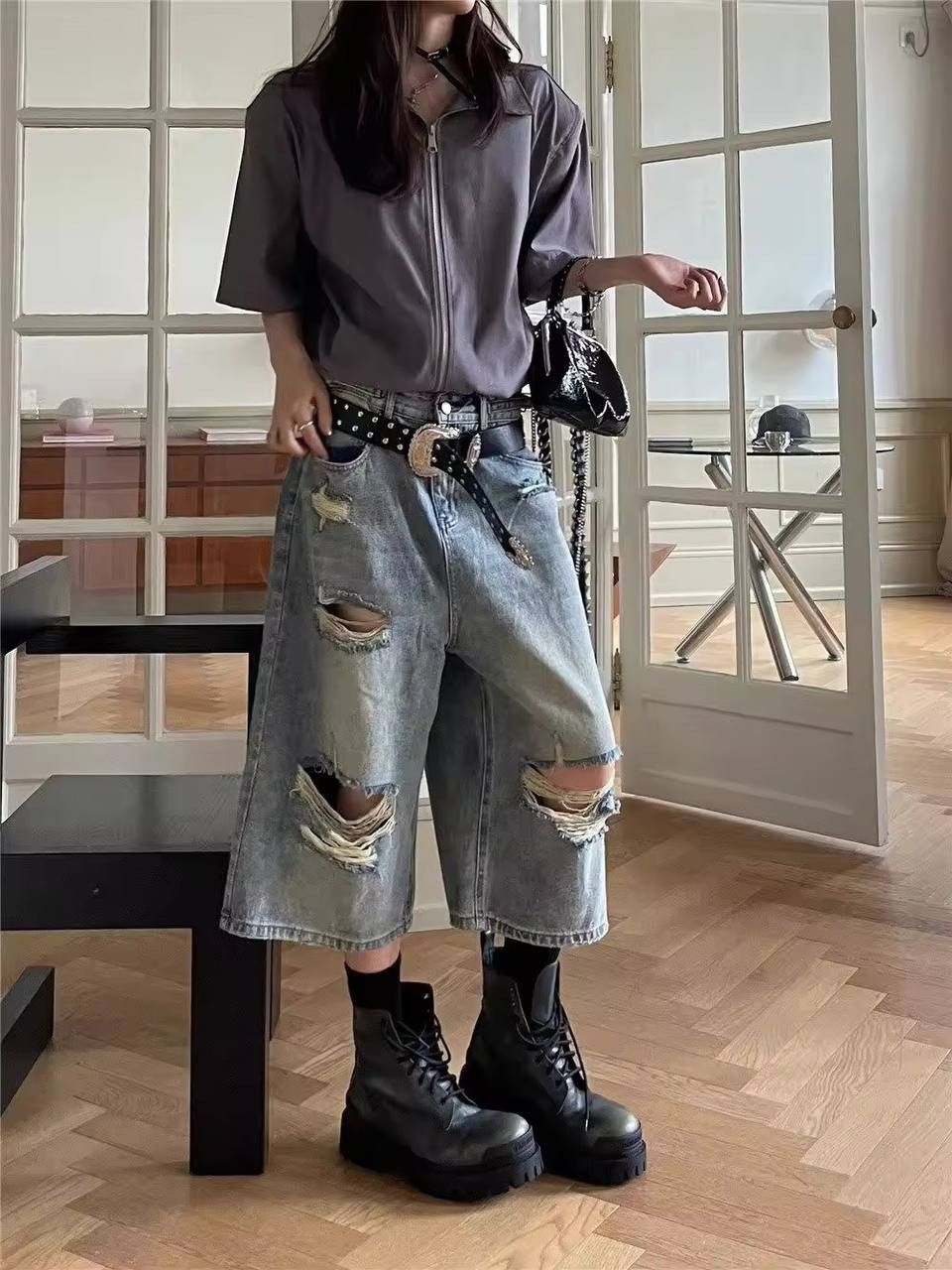 Japanese Brand × Vintage vintage wide leg denim shorts Size 33" - 2 Thumbnail