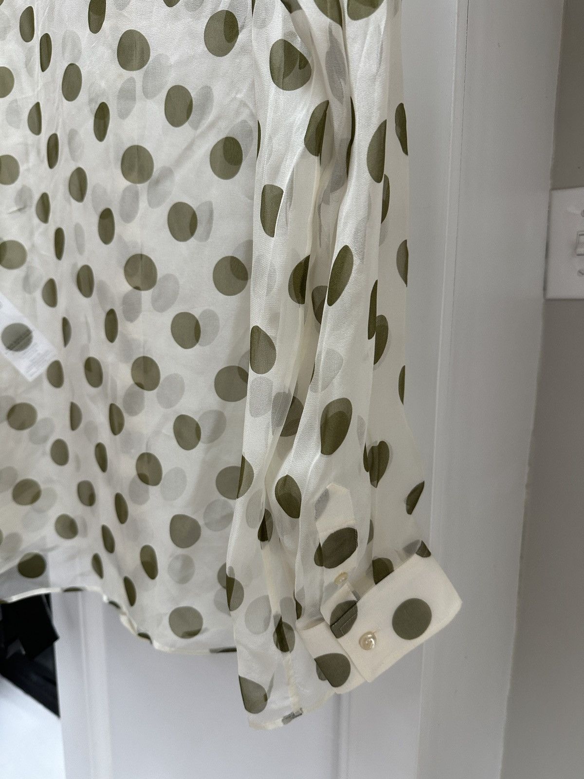 Saint Laurent Paris SS24 Mulberry Silk Sheer Polka Dot Shirt Size US L / EU 52-54 / 3 - 7 Thumbnail