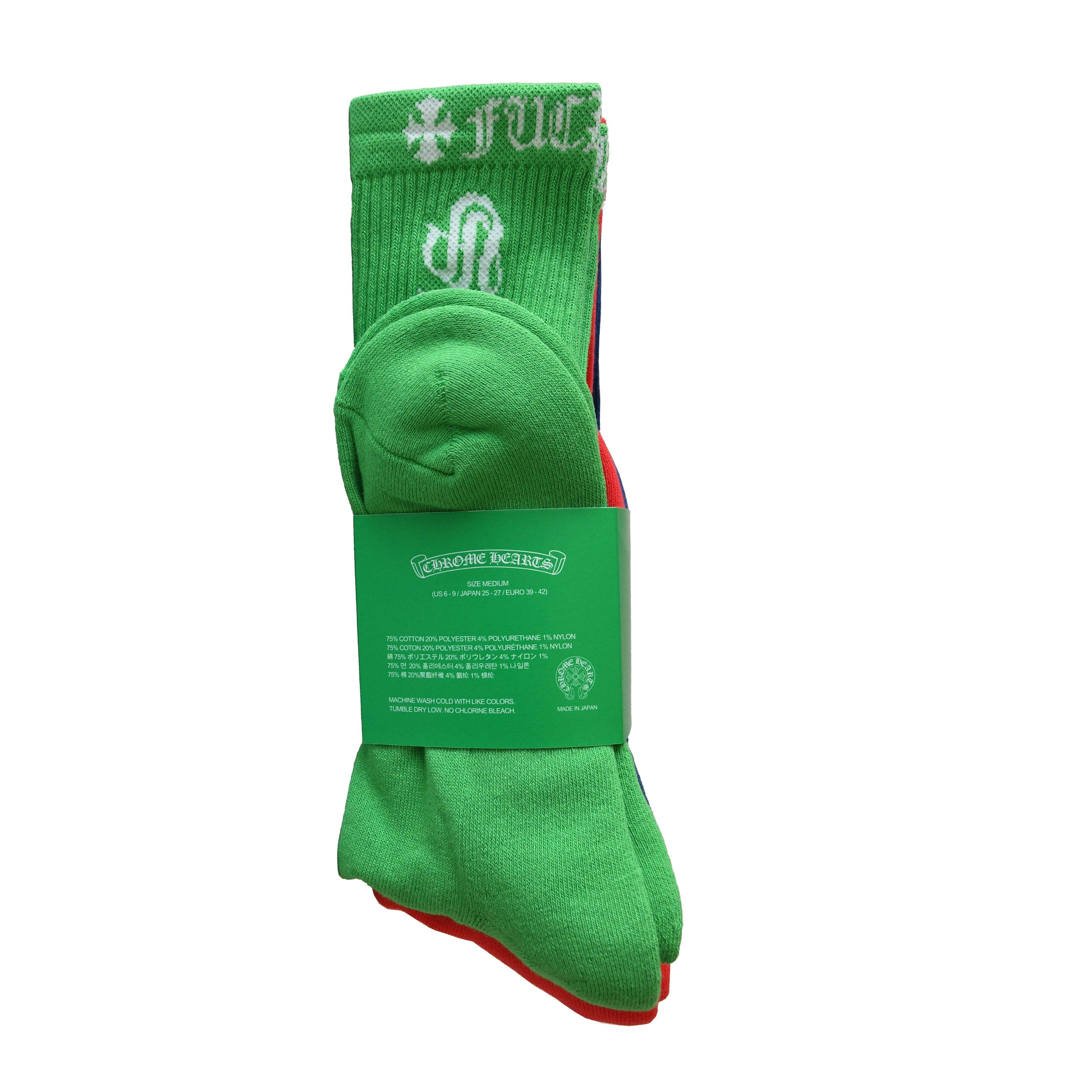 Chrome Hearts Chrome Hearts CH Socks 3-Pack Set Blue Red Green Size ONE SIZE - 2 Thumbnail