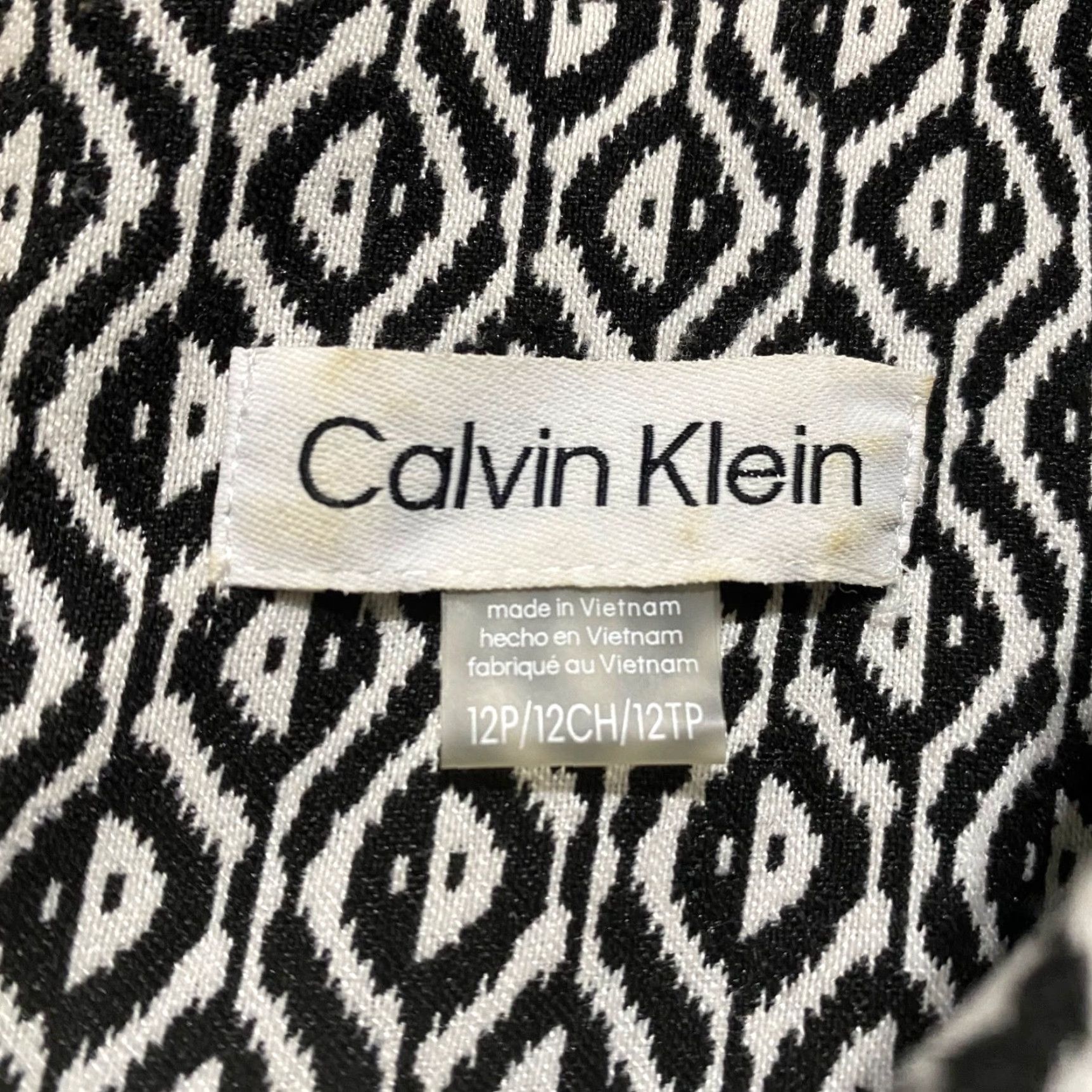 Calvin Klein Calvin Klein Dress Womens 12P Black Geometric Short Sleeve Round Neck Sheath Size 34" / US 12 / IT 48 - 3 Thumbnail