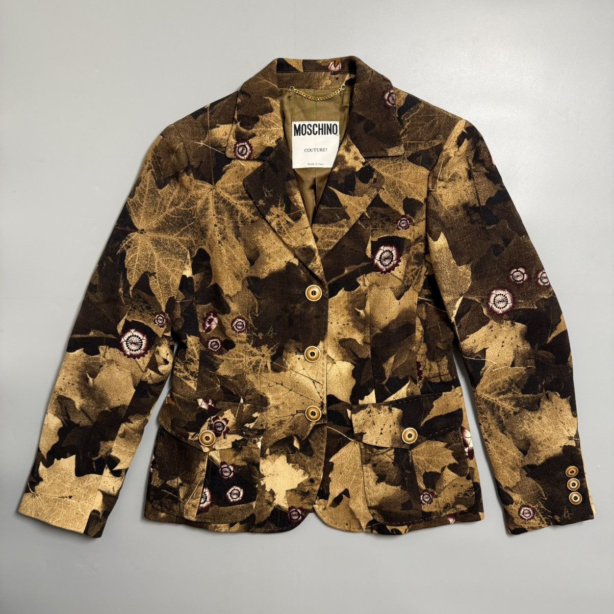 Moschino Moschino Brown Floral Pattern Wool blazer- 90s Size M / US 6-8 / IT 42-44 - 1 Thumbnail