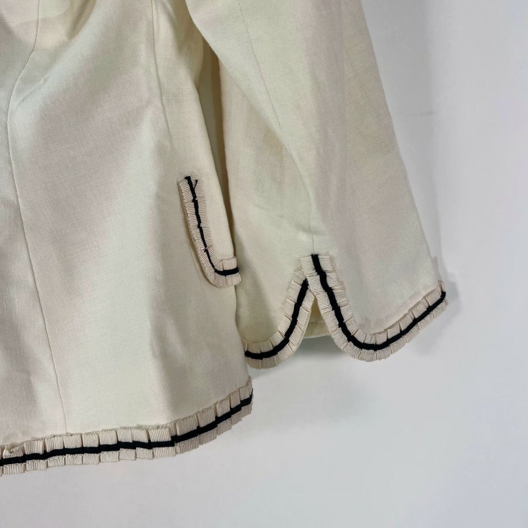 Anne Klein AK Anne Klein Womens Stretch Ruffle Trim Formal Ivory Blazer Jacket Size 6 Size M / US 6-8 / IT 42-44 - 6 Thumbnail