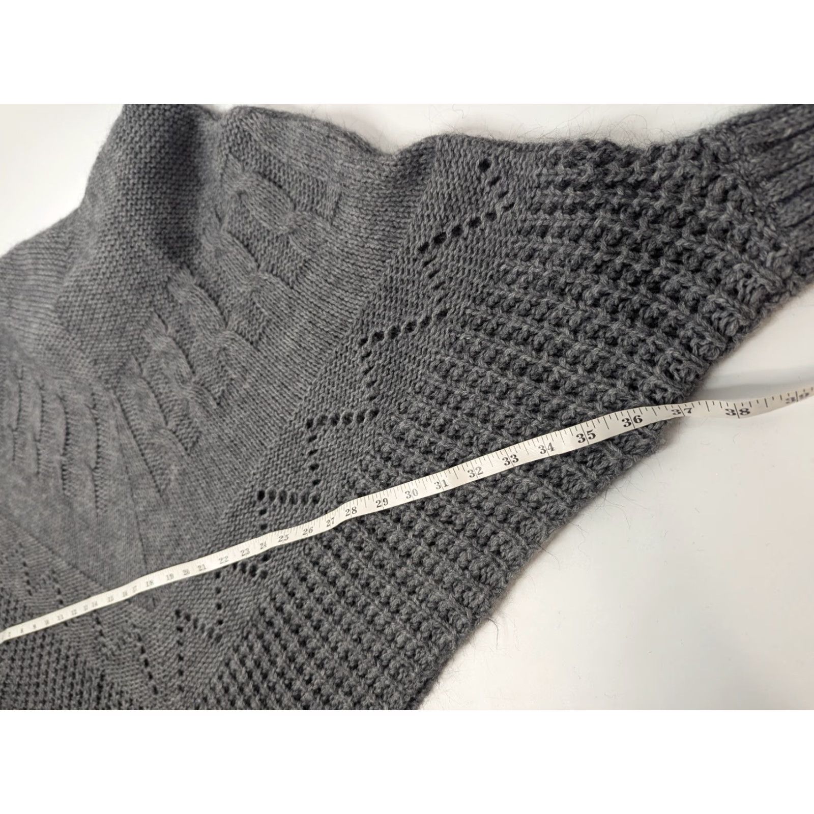 Peserico Iperico Italy Wool Mohair Grey Poncho Sweater Turtleneck One Size Old Money Size ONE SIZE - 4 Thumbnail